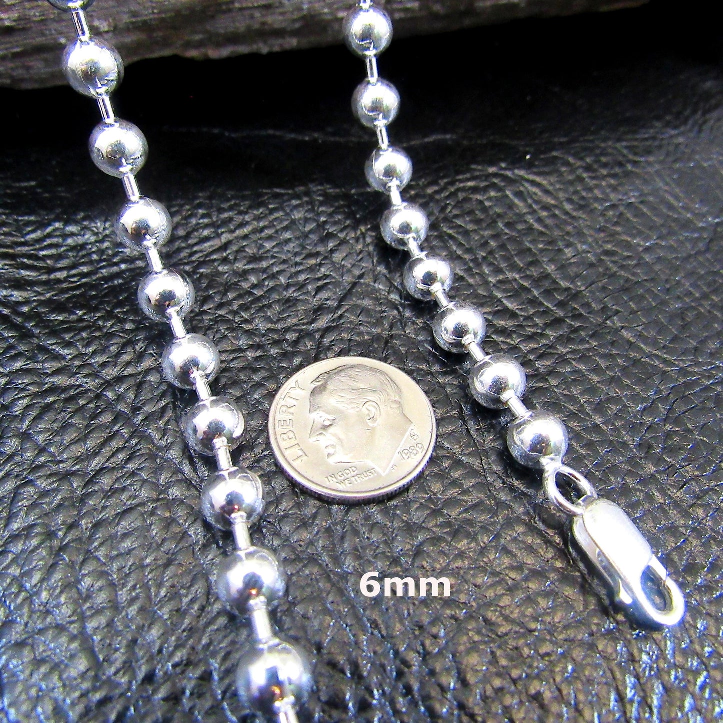 Solid 925 Sterling Silver Italian Ball Bead Necklace / Bracelet, Men's or Women's Jewelry, Dogtag Military ID Chain, Dainty to Chunky Sizes