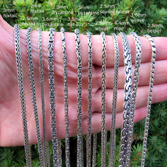 Solid 925 Sterling Silver Balinese Chains, Necklace or Bracelet – Handmade in Bali, Oxidized Unisex Jewelry, Unique Gift for Men & Women