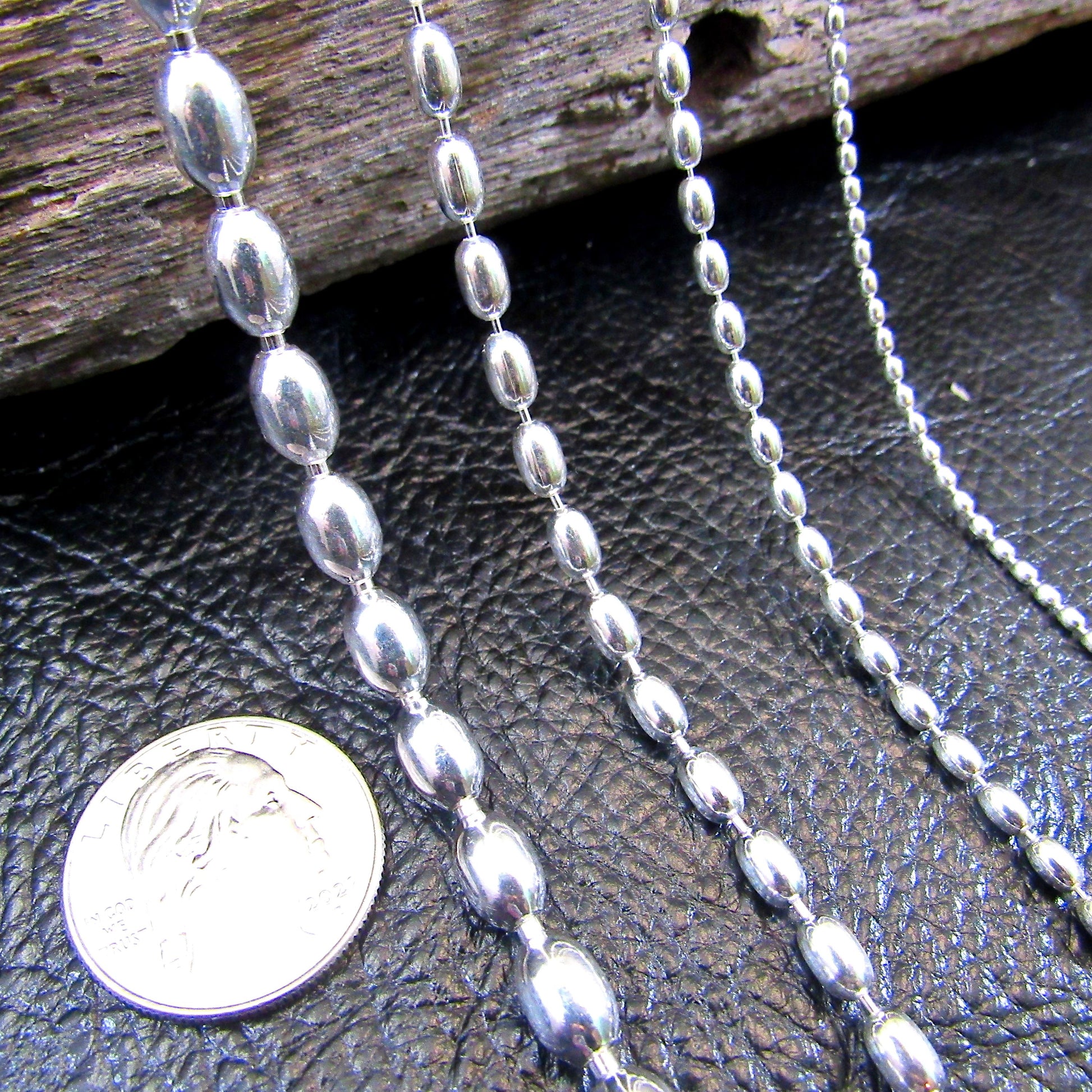 Solid 925 Sterling Silver Italian Oval Bead Chain, Rice Bead Necklace or Bracelet, Unisex Stacking and Layering Jewelry, Made in Italy