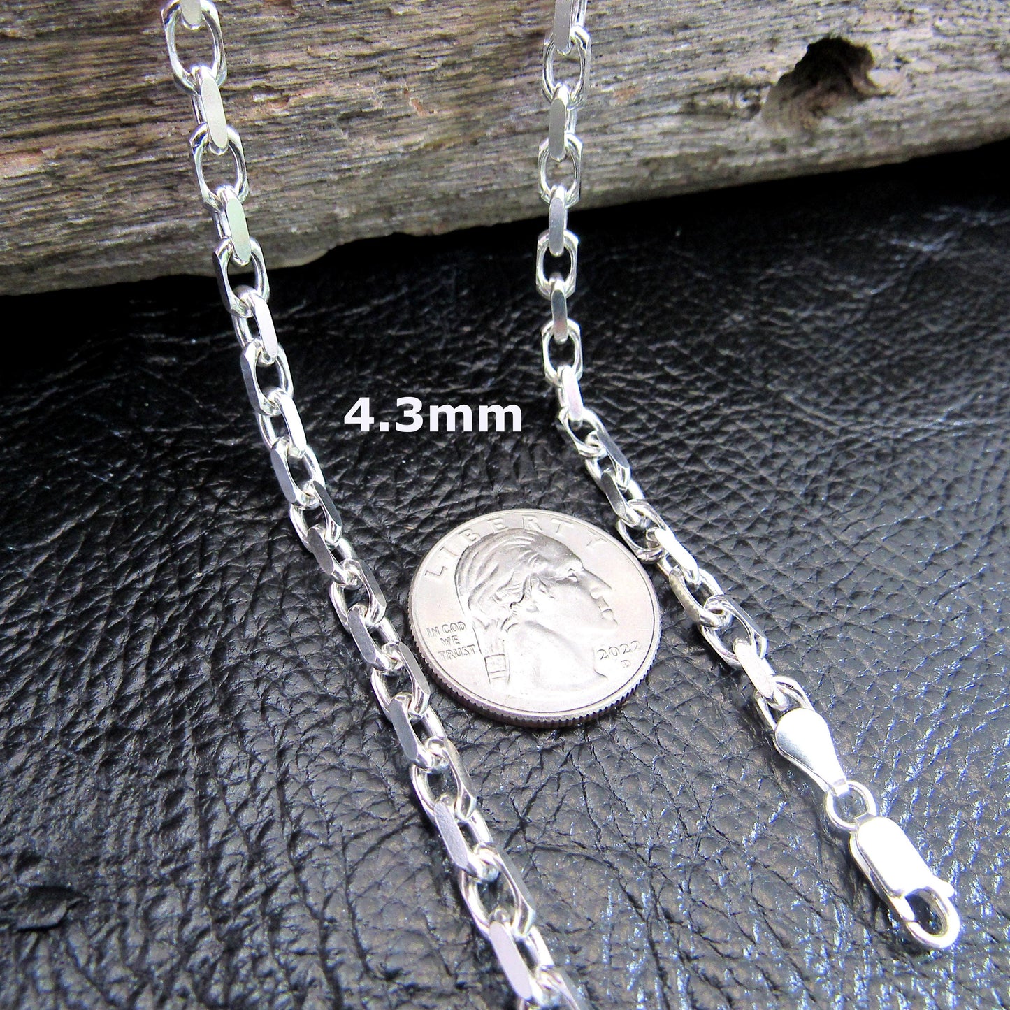 Solid 925 Sterling Silver Italian Diamond Cut Forzatina Cable Chain, Men's Nautical Anchor Link Necklace or Bracelet, Made in Italy