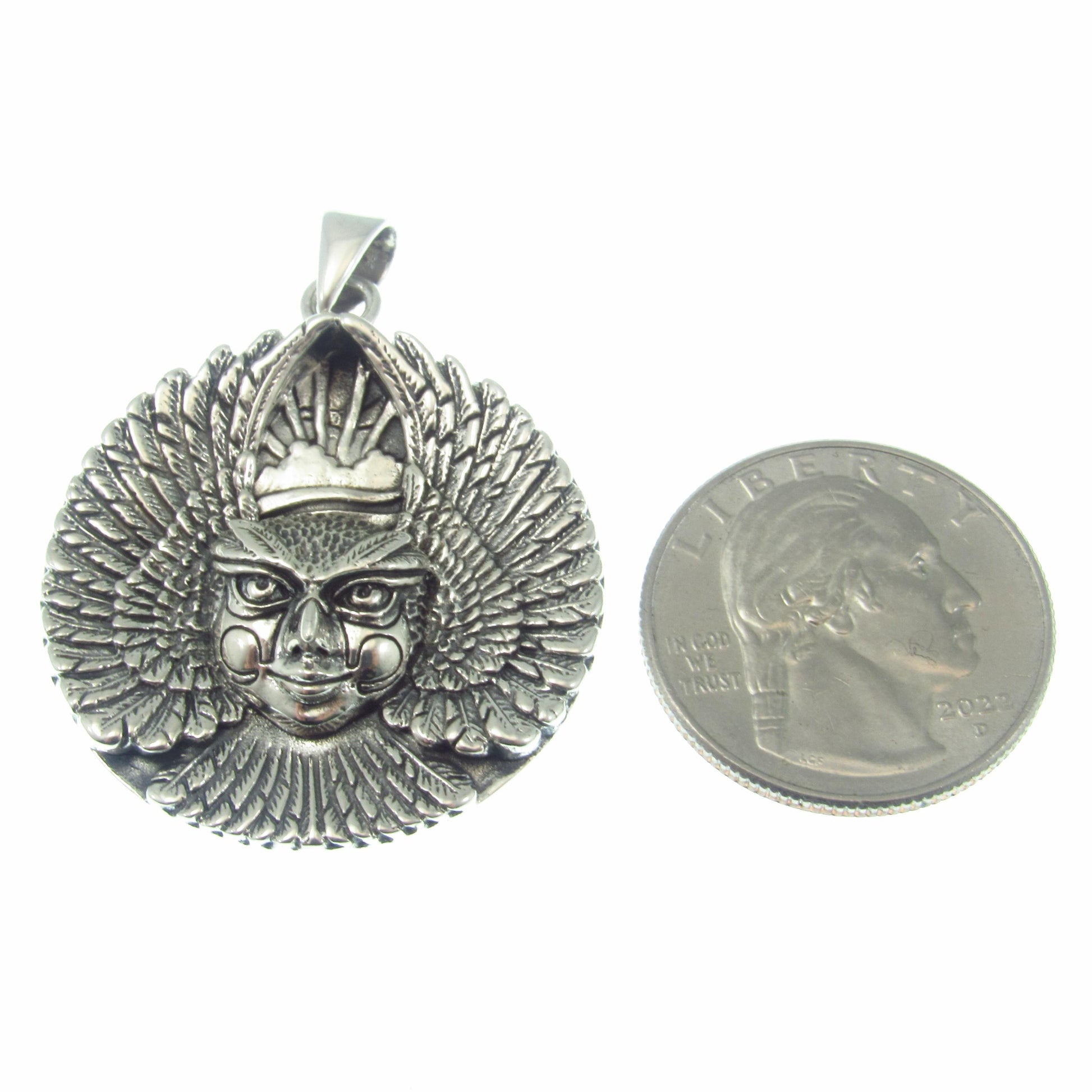 Large Solid 925 Sterling Silver Ariel Bird Goddess Pendant by Oberon Zell, Mythical Winged Goddess Necklace Amulet, Vintage Pagan Jewelry