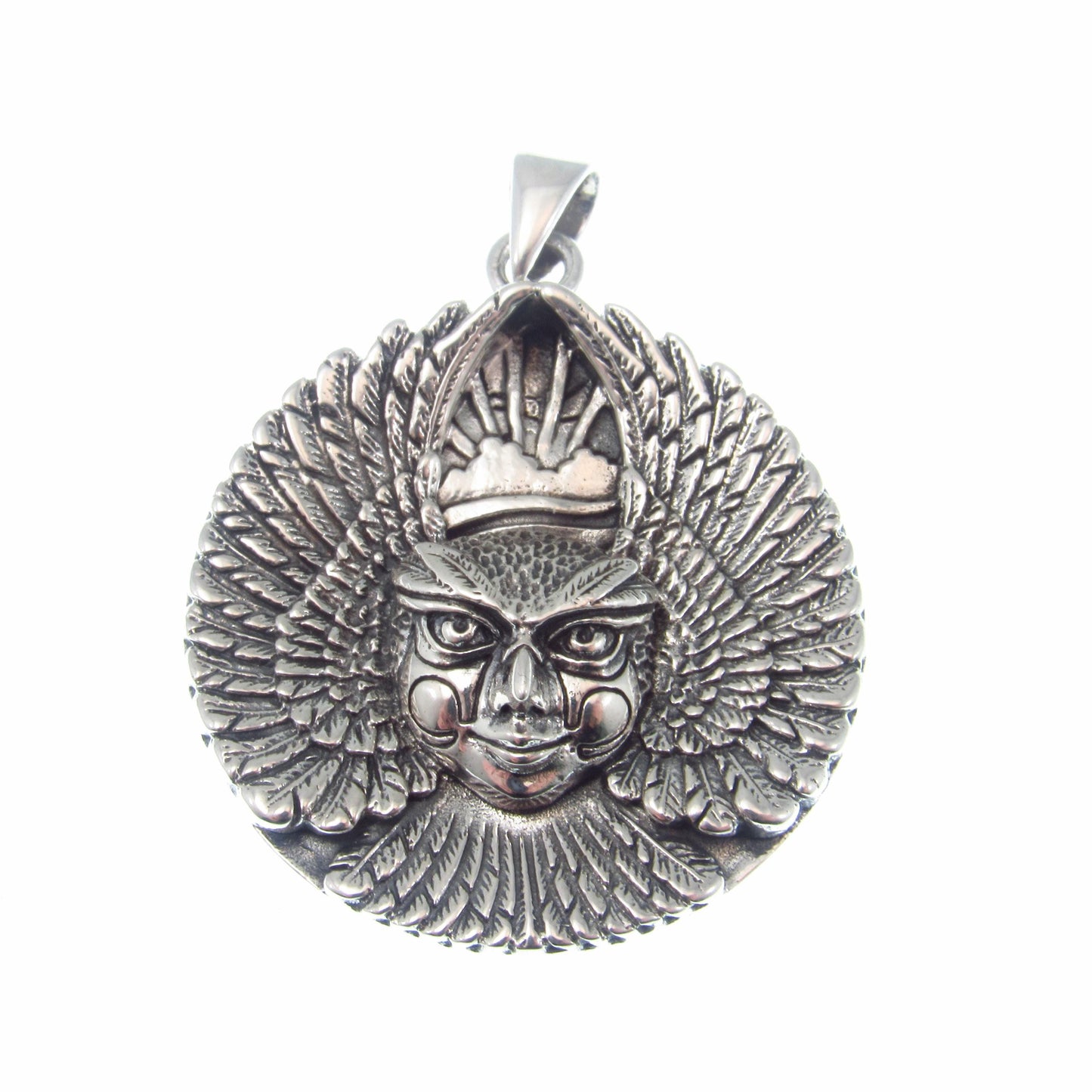 Large Solid 925 Sterling Silver Ariel Bird Goddess Pendant by Oberon Zell, Mythical Winged Goddess Necklace Amulet, Vintage Pagan Jewelry