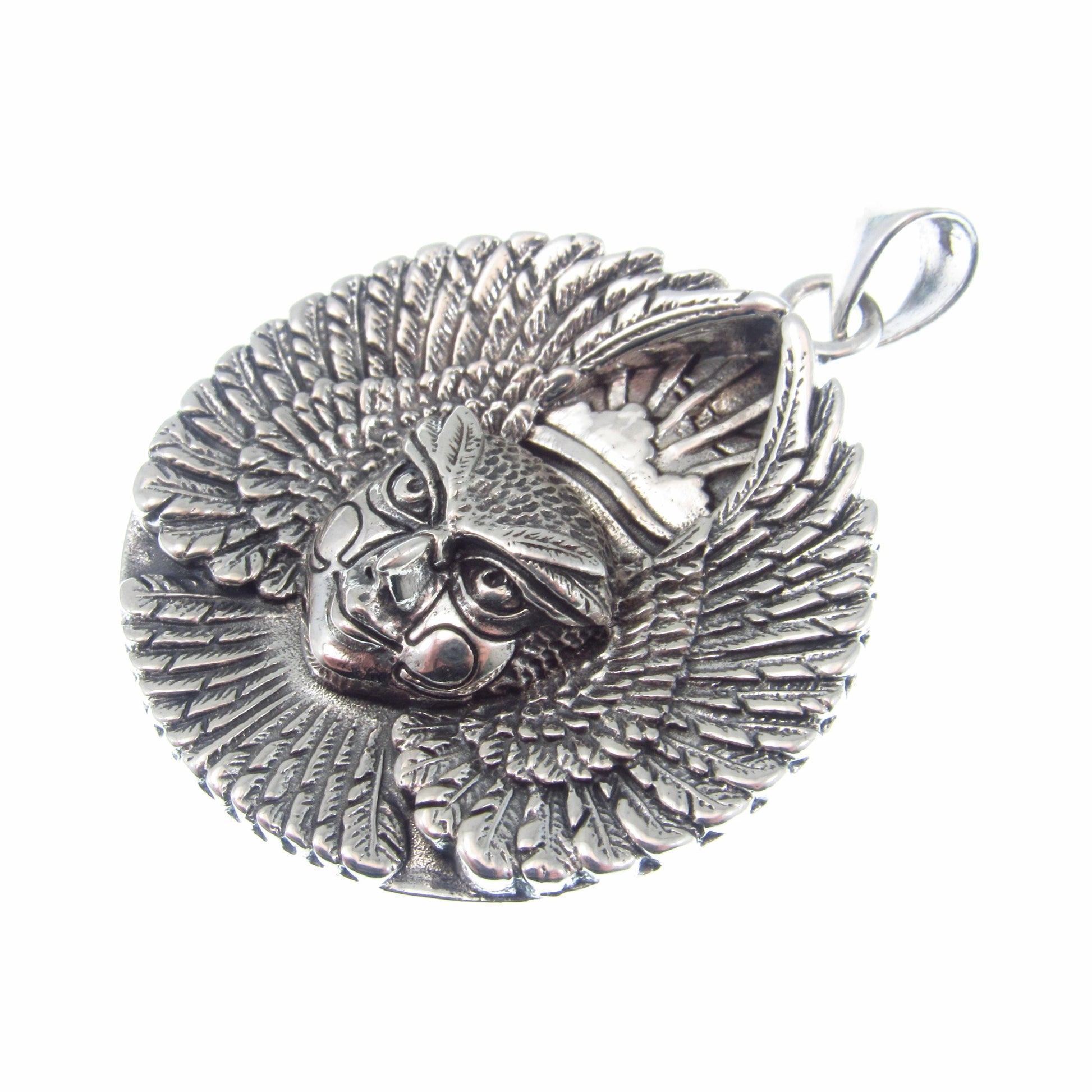 Large Solid 925 Sterling Silver Ariel Bird Goddess Pendant by Oberon Zell, Mythical Winged Goddess Necklace Amulet, Vintage Pagan Jewelry