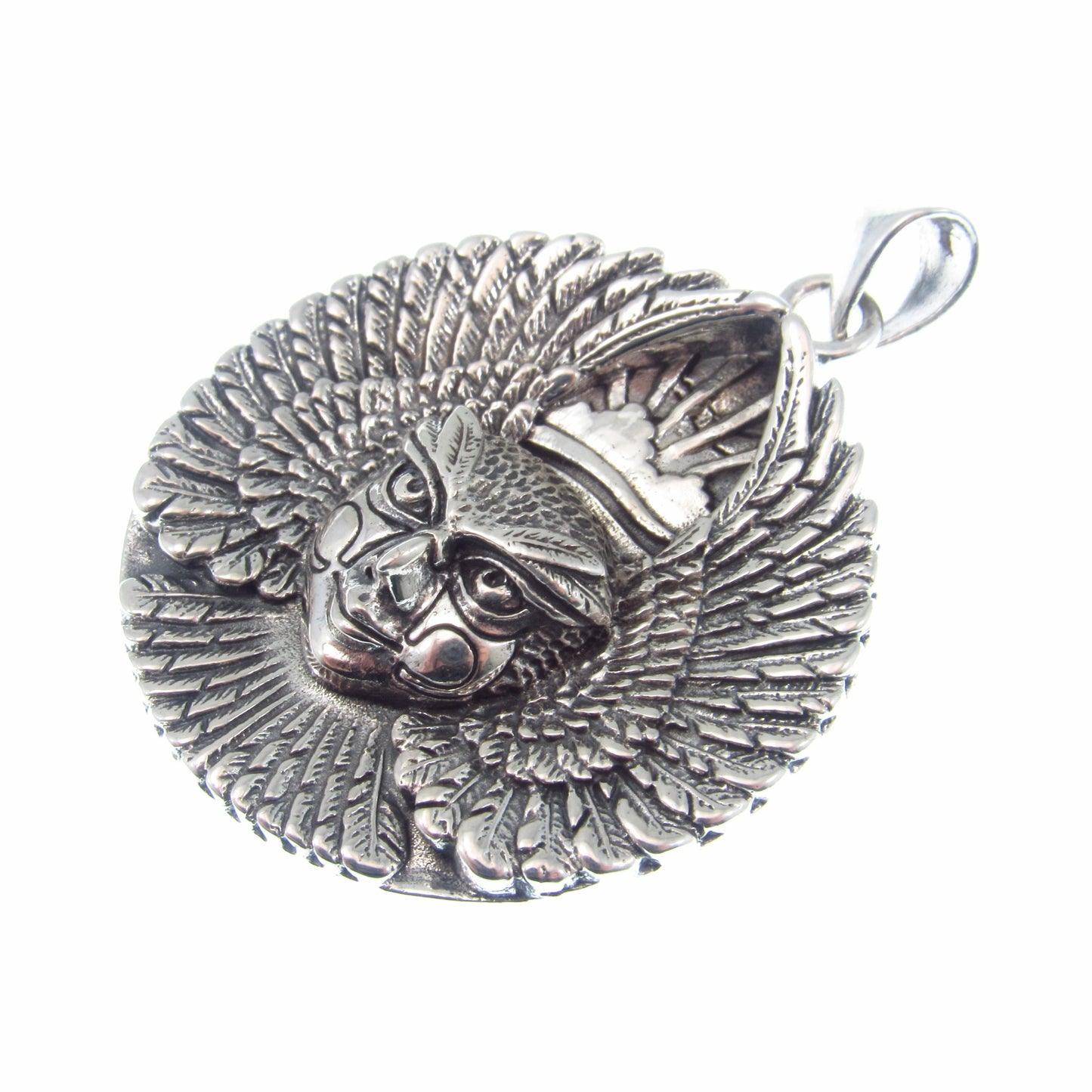 Solid 925 Sterling Silver Ariel Bird Goddess Pendant – Oberon Zell Mythical Winged Pagan Amulet