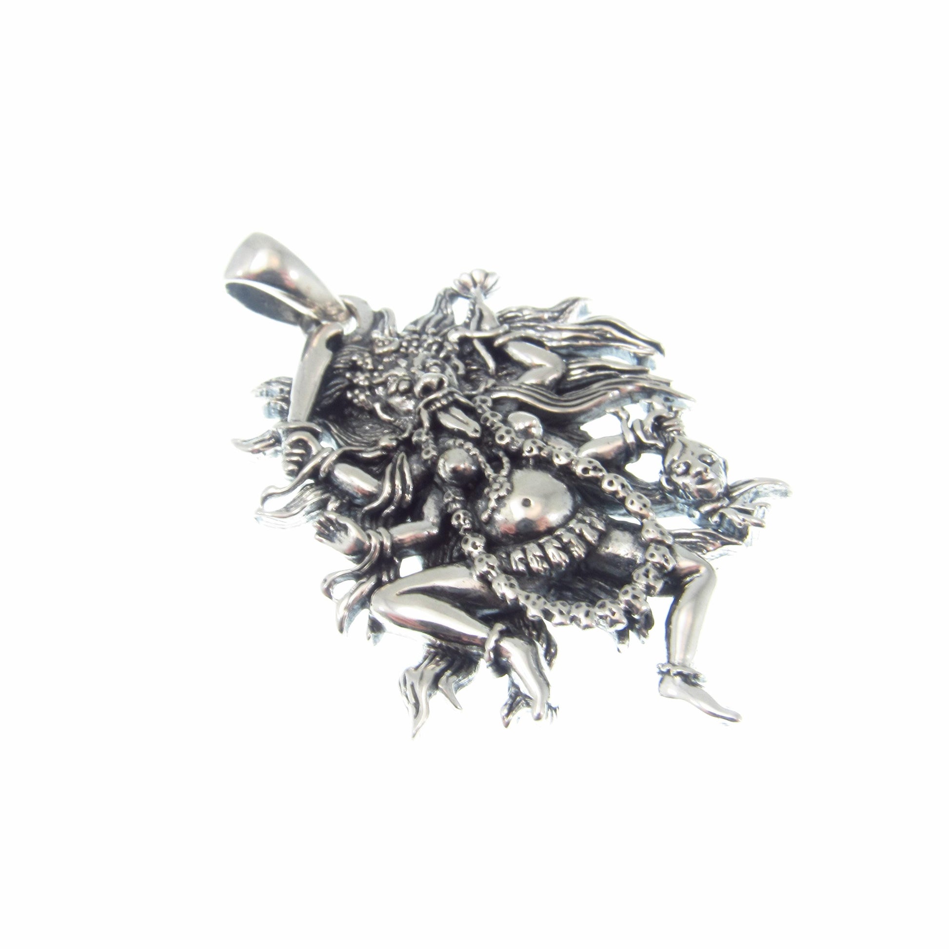 Kali Goddess Pendant / Solid 925 Sterling Silver / Fierce Hindu Deity Amulet, Powerful Spiritual Jewelry, Statement Necklace Pendant