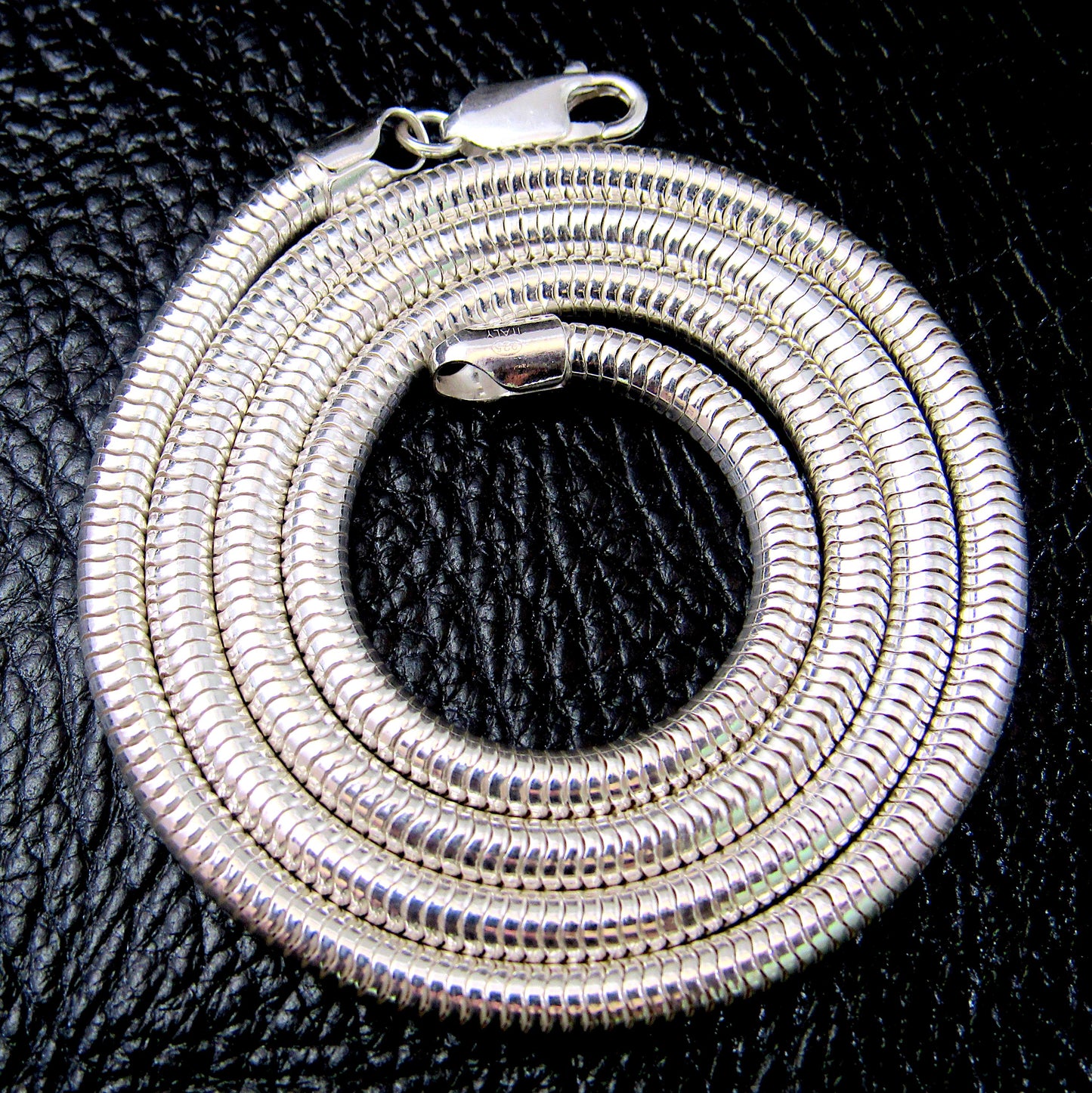 4MM Solid 925 Sterling Silver Italian Round Snake Chain, Thick Necklace, Made in Italy, 16" - 30" Inches, for Men or Women