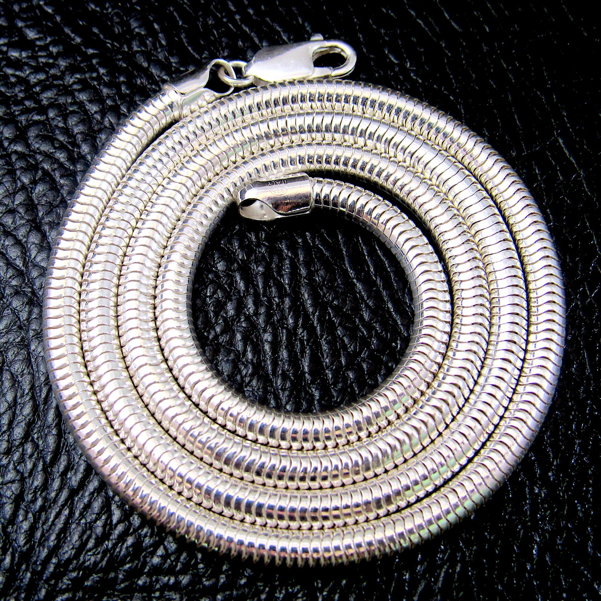 4MM Solid 925 Sterling Silver Italian Round Snake Chain, Thick Necklace, Made in Italy, 16" - 30" Inches, for Men or Women