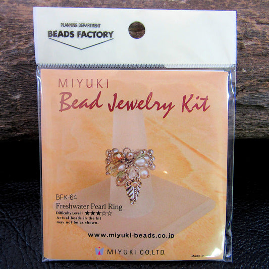 Miyuki Bead Jewelry Kit – Freshwater Pearl Ring • Japanese Beading Kit • DIY Beadwork Jewelry Craft • Made in Japan - BFK-64