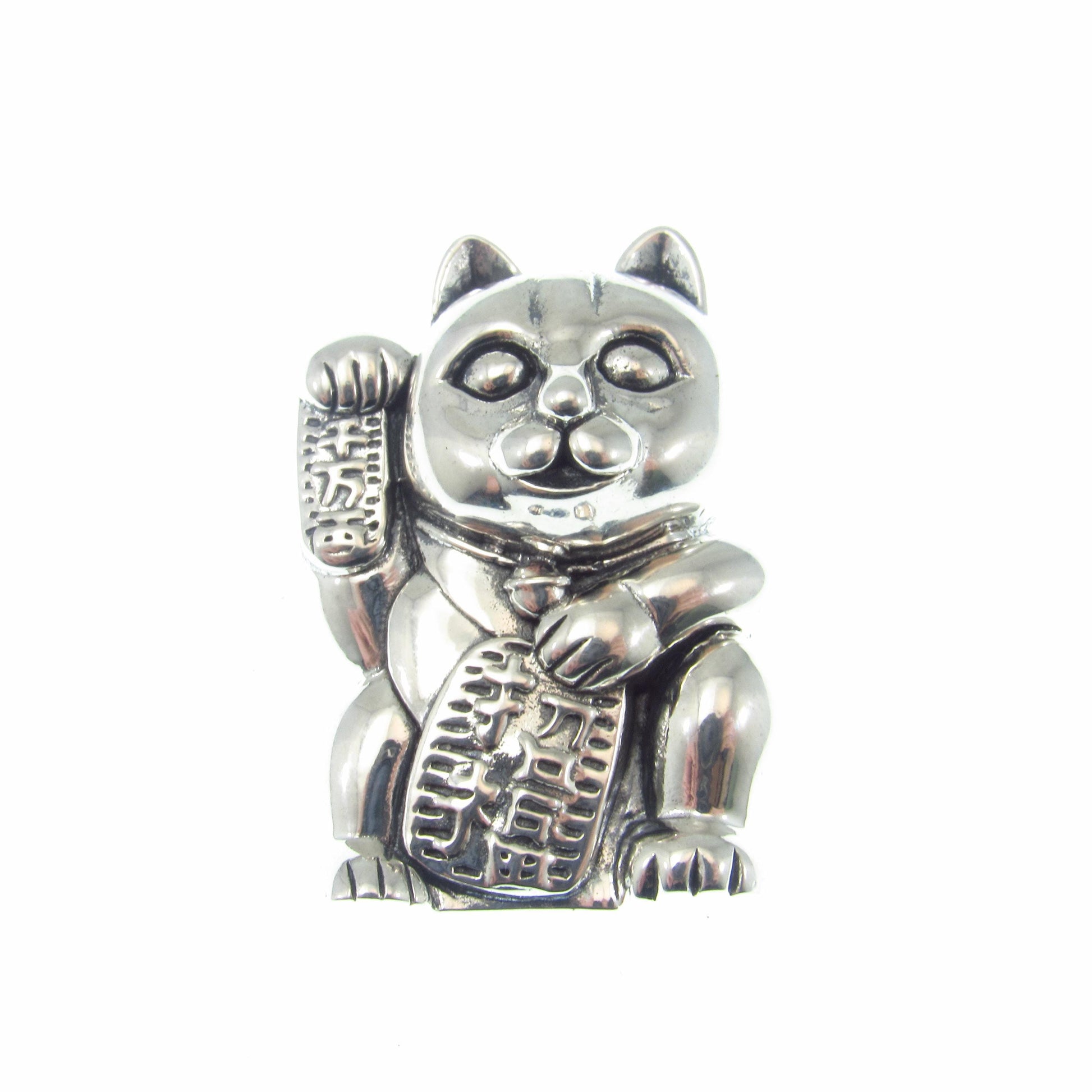 The Lucky Cat Pendant / Solid 925 Sterling Silver / Maneki Neko, Japanese Good Luck Charm Figurine, Prosperity and Fortune Jewelry