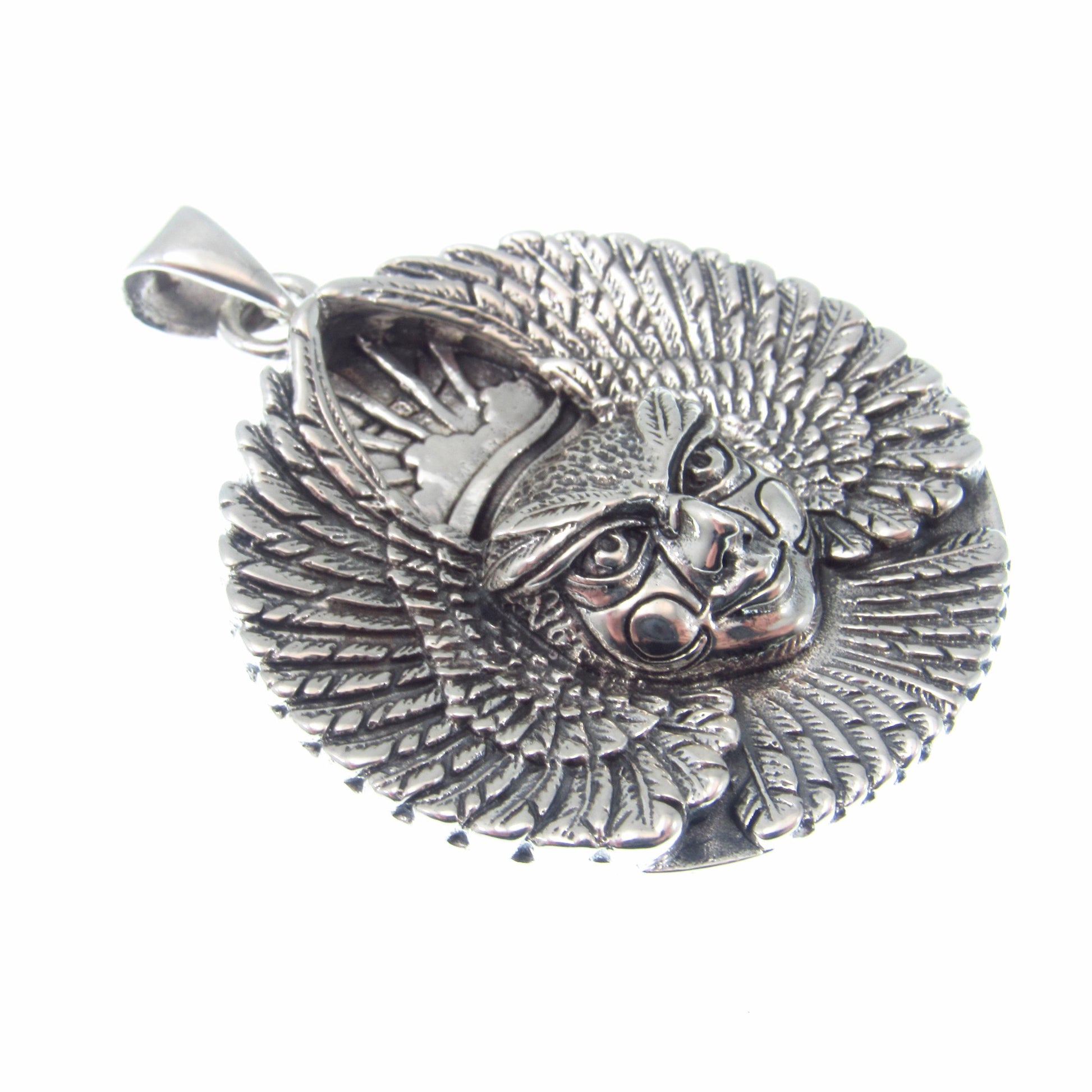 Large Solid 925 Sterling Silver Ariel Bird Goddess Pendant by Oberon Zell, Mythical Winged Goddess Necklace Amulet, Vintage Pagan Jewelry