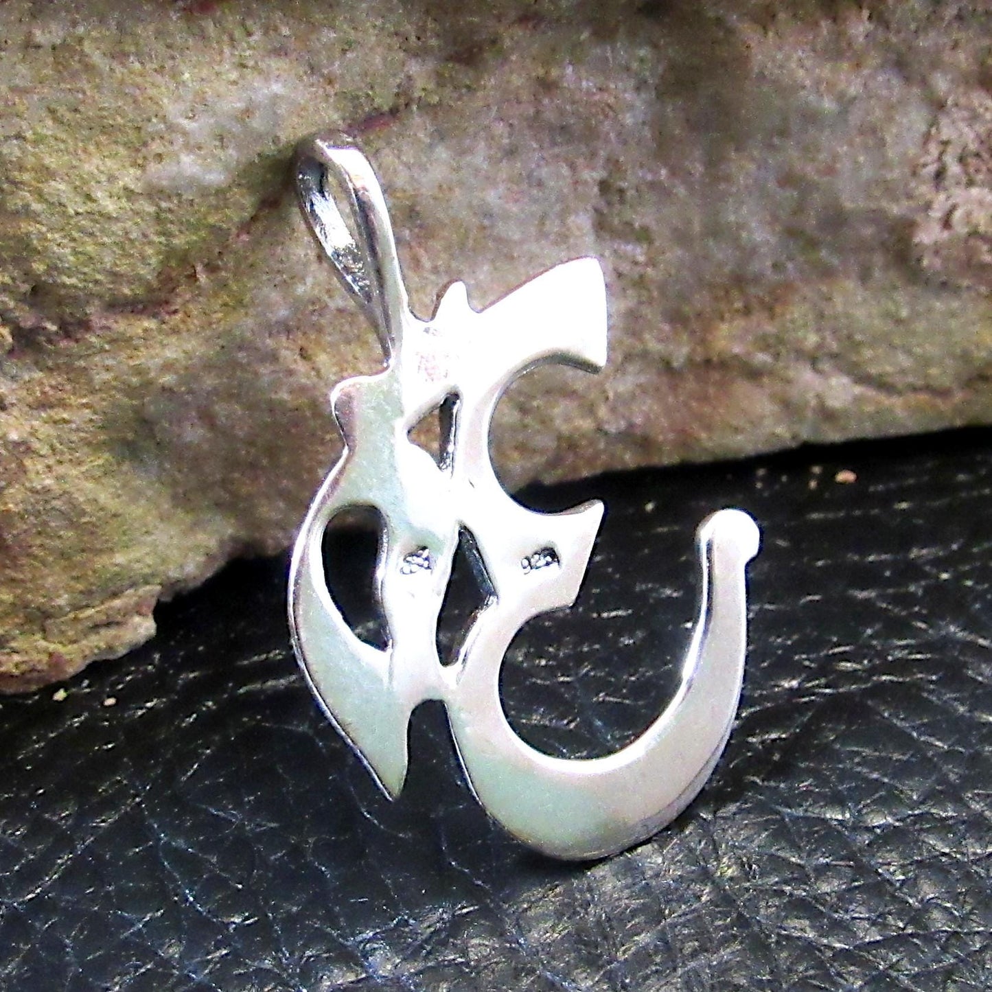 Solid 925 Sterling Silver Om Symbol Pendant, Handcrafted Hindu Ohm Aum Yoga Meditation Jewelry