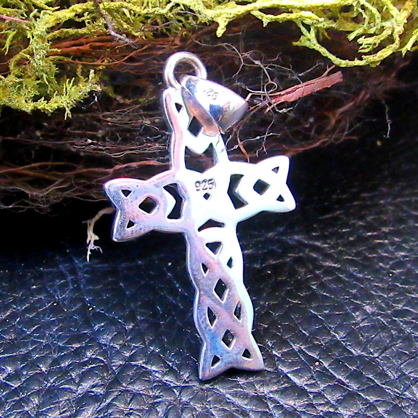 Solid 925 Sterling Silver Celtic Endless Square Infinity Knot Cross Pendant, Handcrafted Two-Toned Religious Jewelry
