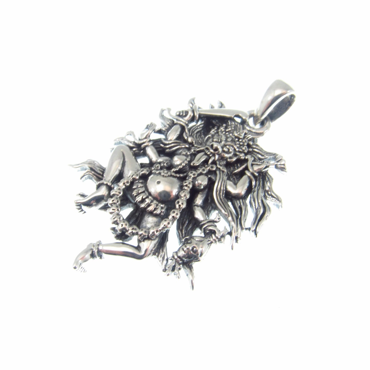 Kali Goddess Pendant / Solid 925 Sterling Silver / Fierce Hindu Deity Amulet, Powerful Spiritual Jewelry, Statement Necklace Pendant