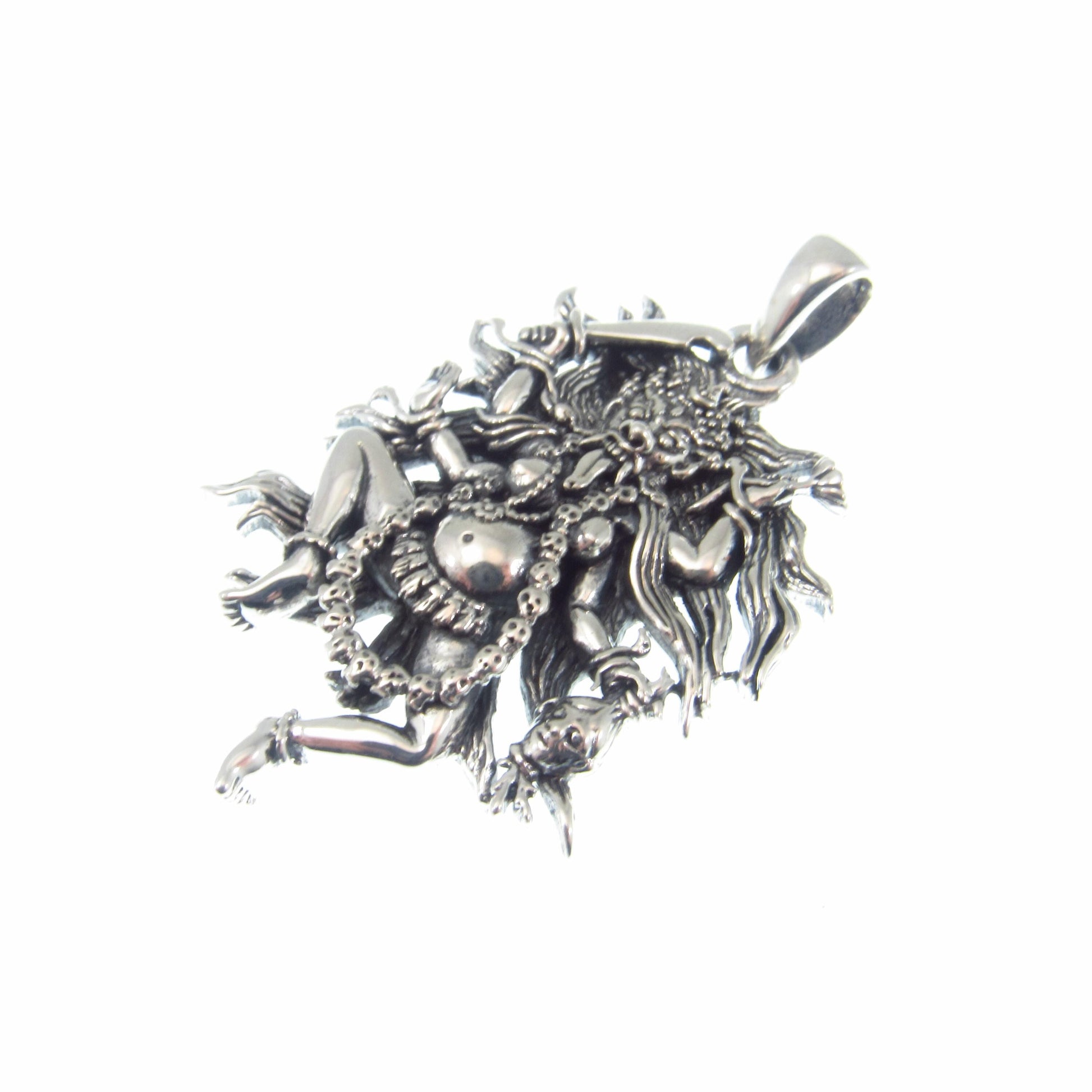 Kali Goddess Pendant / Solid 925 Sterling Silver / Fierce Hindu Deity Amulet, Powerful Spiritual Jewelry, Statement Necklace Pendant