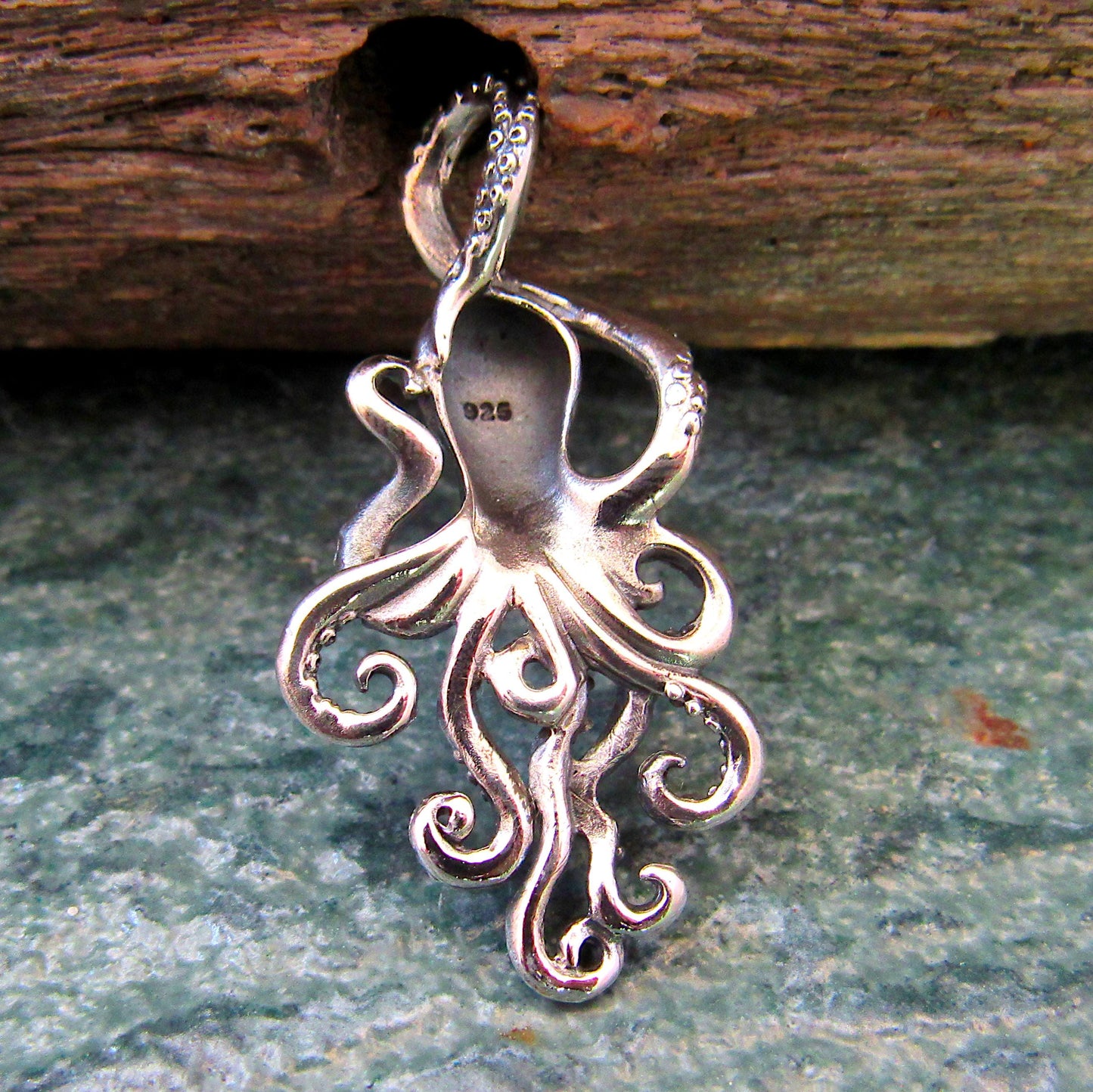 Large Solid 925 Sterling Silver Octopus Slide Pendant – Handcrafted Nautical Jewelry – Ocean Lover Statement Piece – Kraken Sea Life Gift