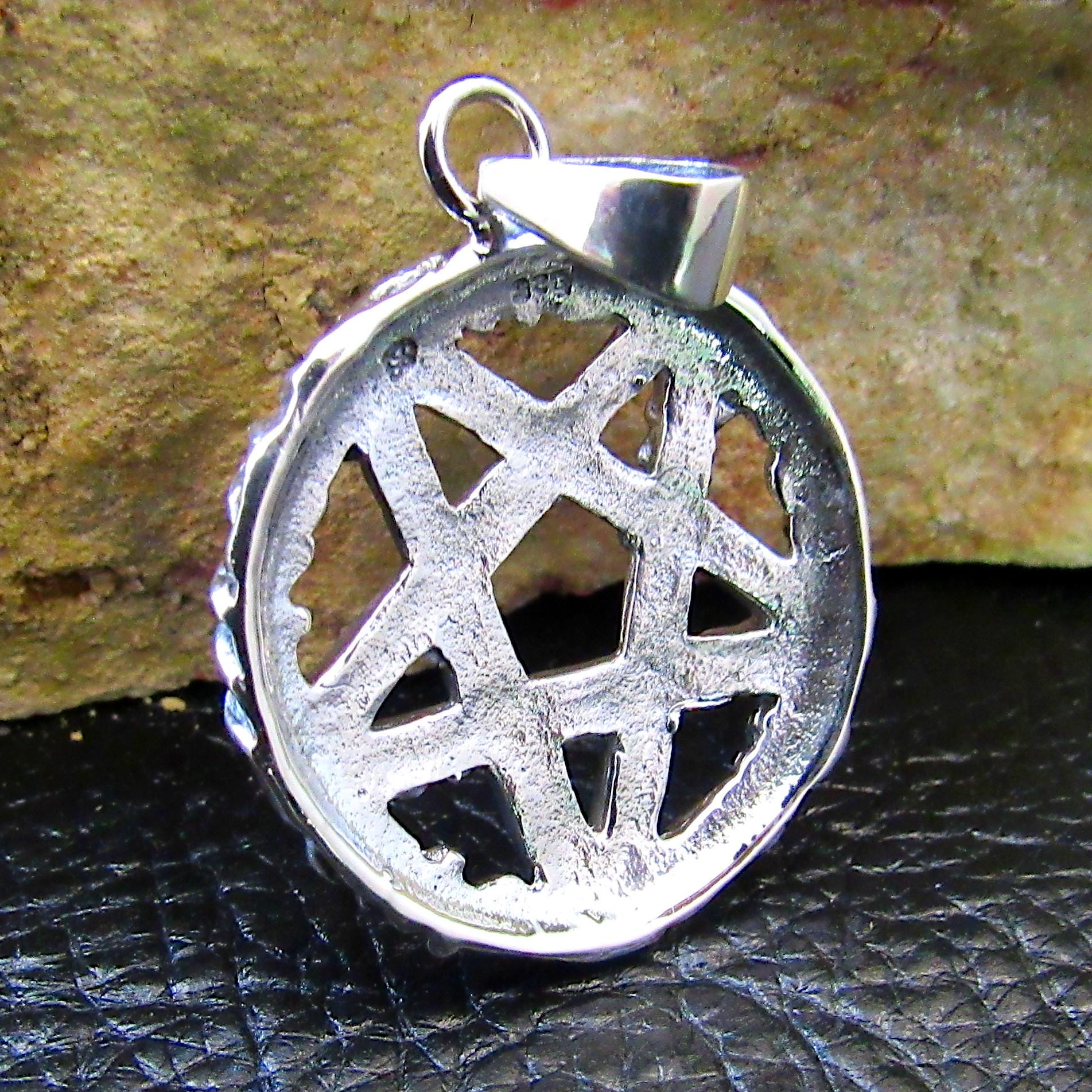 Solid 925 Sterling Silver Twisted Branches Inverted Pentagram Pentacle Pendant – Tree of Life Star