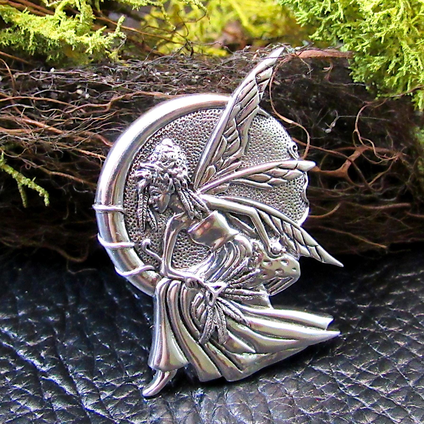 Solid 925 Sterling Silver Child of the Fairy Moon Pendant – Celtic Faerie Goddess Jewelry