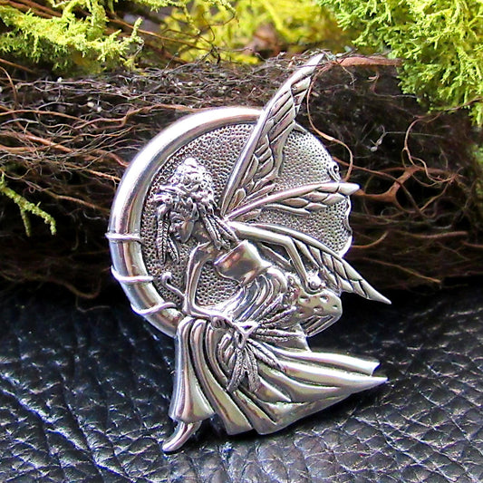 Solid 925 Sterling Silver Child of the Fairy Moon Pendant – Celtic Faerie Goddess Jewelry