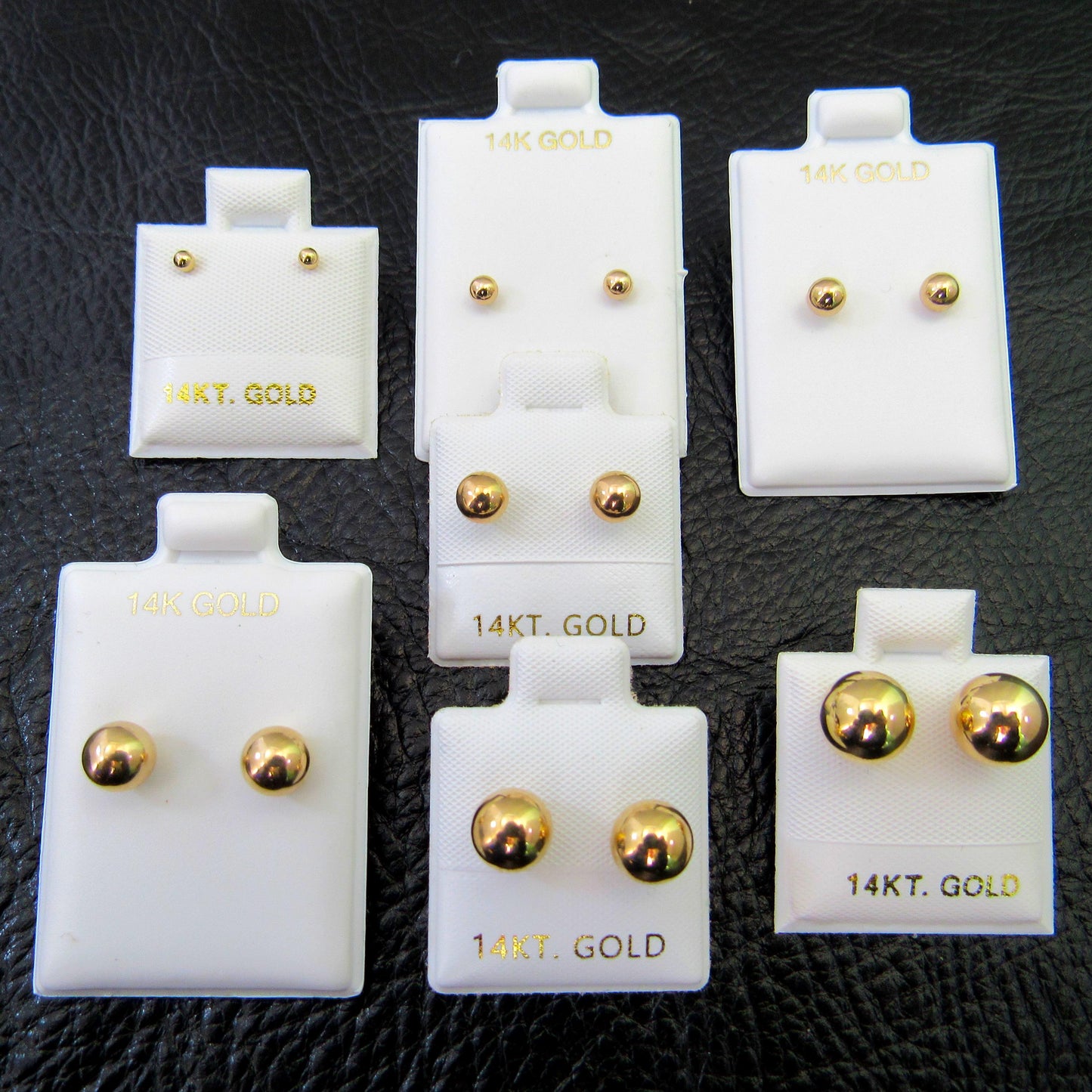 14k Gold Ball Stud Earrings – Simple Round Studs in Small, Medium & Large Sizes – Minimalist Earring Balls for Men / Women