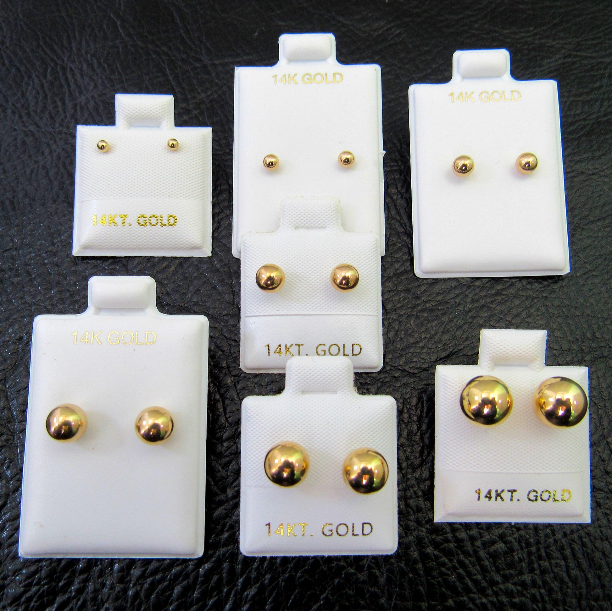 14k Gold Ball Stud Earrings – Simple Round Studs in Small, Medium & Large Sizes – Minimalist Earring Balls for Men / Women