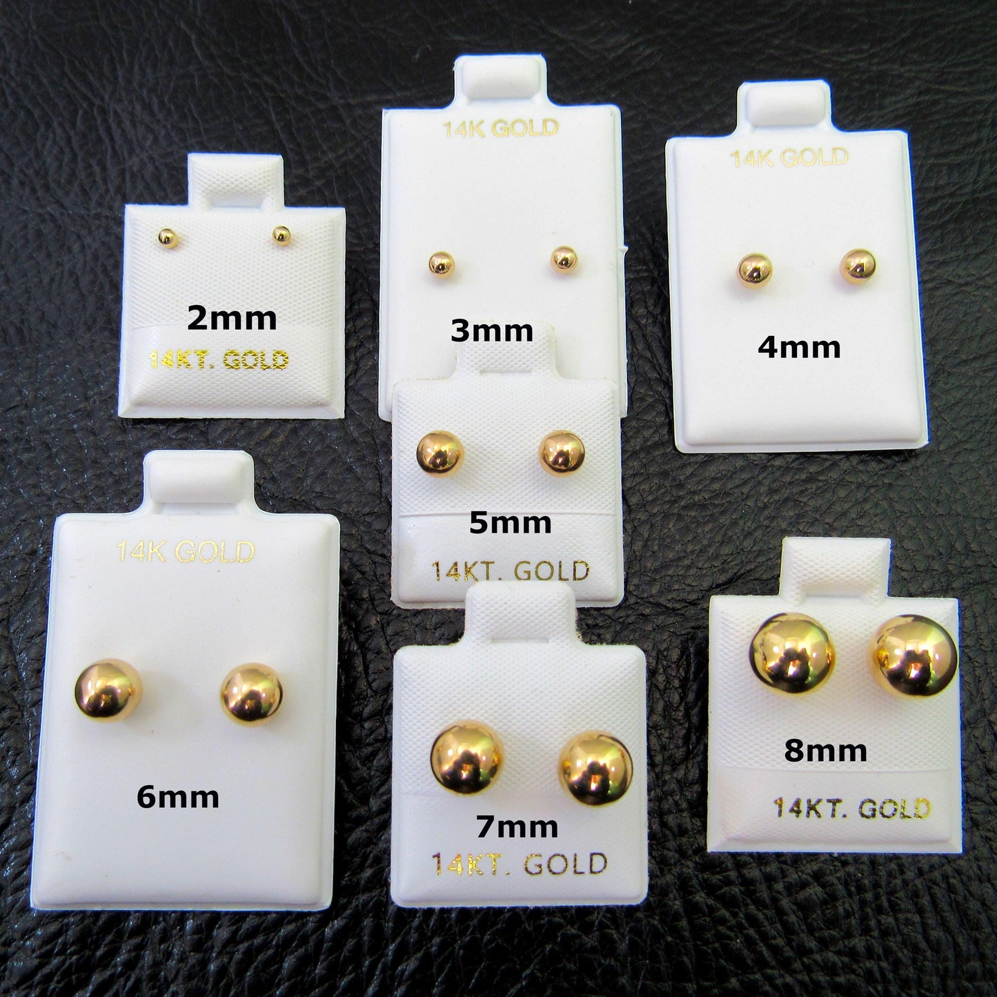 14k Gold Ball Stud Earrings – Simple Round Studs in Small, Medium & Large Sizes – Minimalist Earring Balls for Men / Women