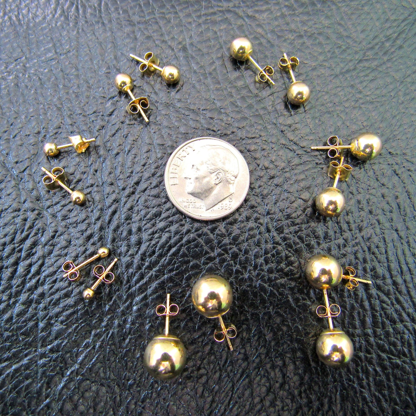 14k Gold Ball Stud Earrings – Simple Round Studs in Small, Medium & Large Sizes – Minimalist Earring Balls for Men / Women