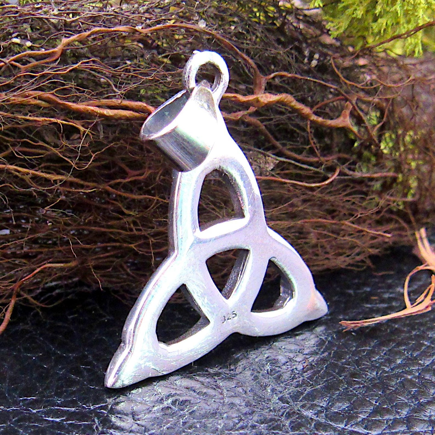 Solid 925 Sterling Silver Celtic Triquetra Pendant, Trinity Knot Necklace Amulet