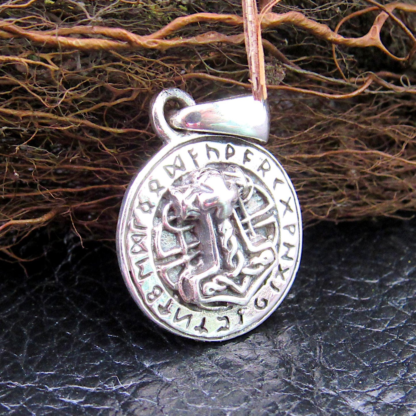 Handcrafted Solid 925 Sterling Silver Celtic Norse Thor's Hammer with Trinity Knot and scroll work Slide Pendant Mjollnir