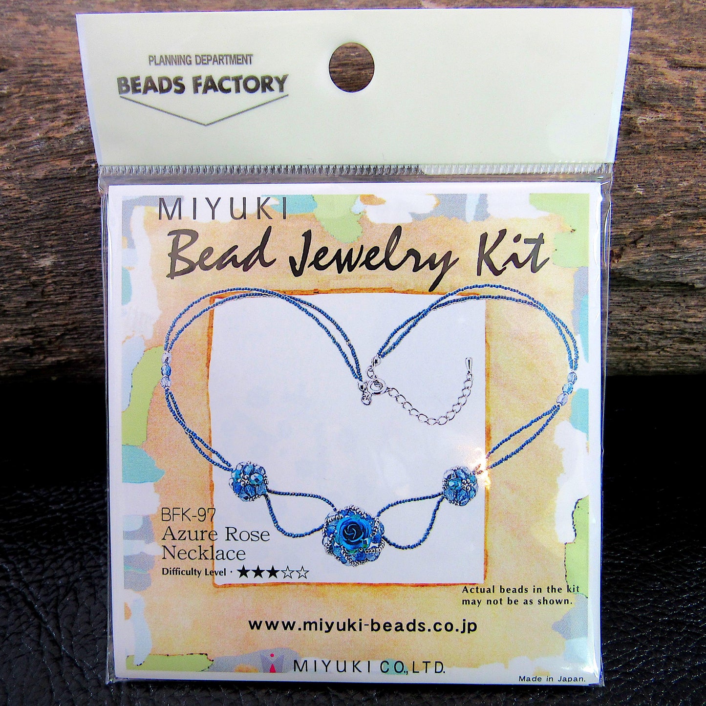 Miyuki Bead Jewelry Kit Azure Rose Necklace • Japanese Bead Craft Kit • DIY Beaded Necklace Kit with Blue Rose Design - BFK-97