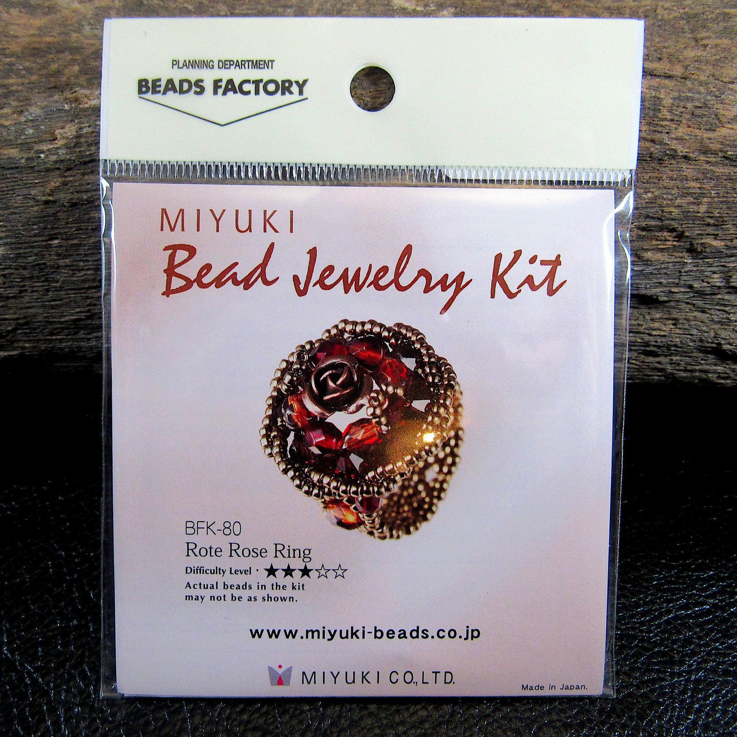 Rote Rose Ring, Miyuki Bead Jewelry Making Kit, BFK-80, Difficulty Level 3/5, Japanese Seed Beads Project