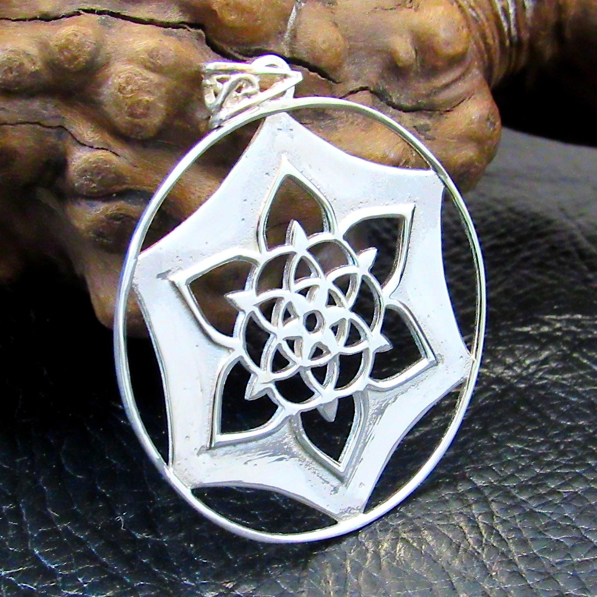 Solid 925 Sterling Silver Seed of Life Pendant, Sacred Geometry Celtic Jewelry Amulet
