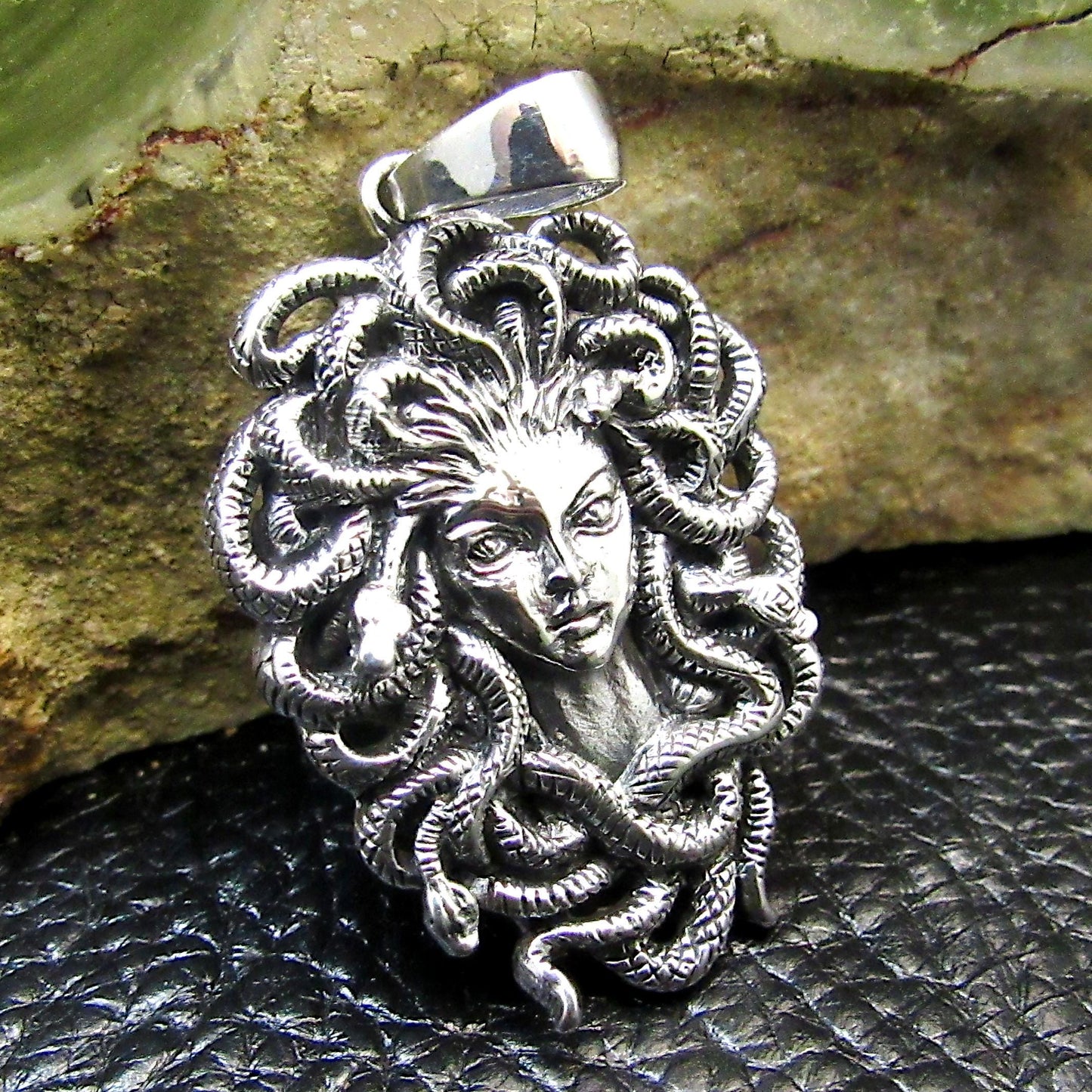 Solid 925 Sterling Silver Medusa Pendant – Greek Mythology Serpent Goddess Necklace Amulet, Gorgon Head Talisman, Gothic Warrior Jewelry