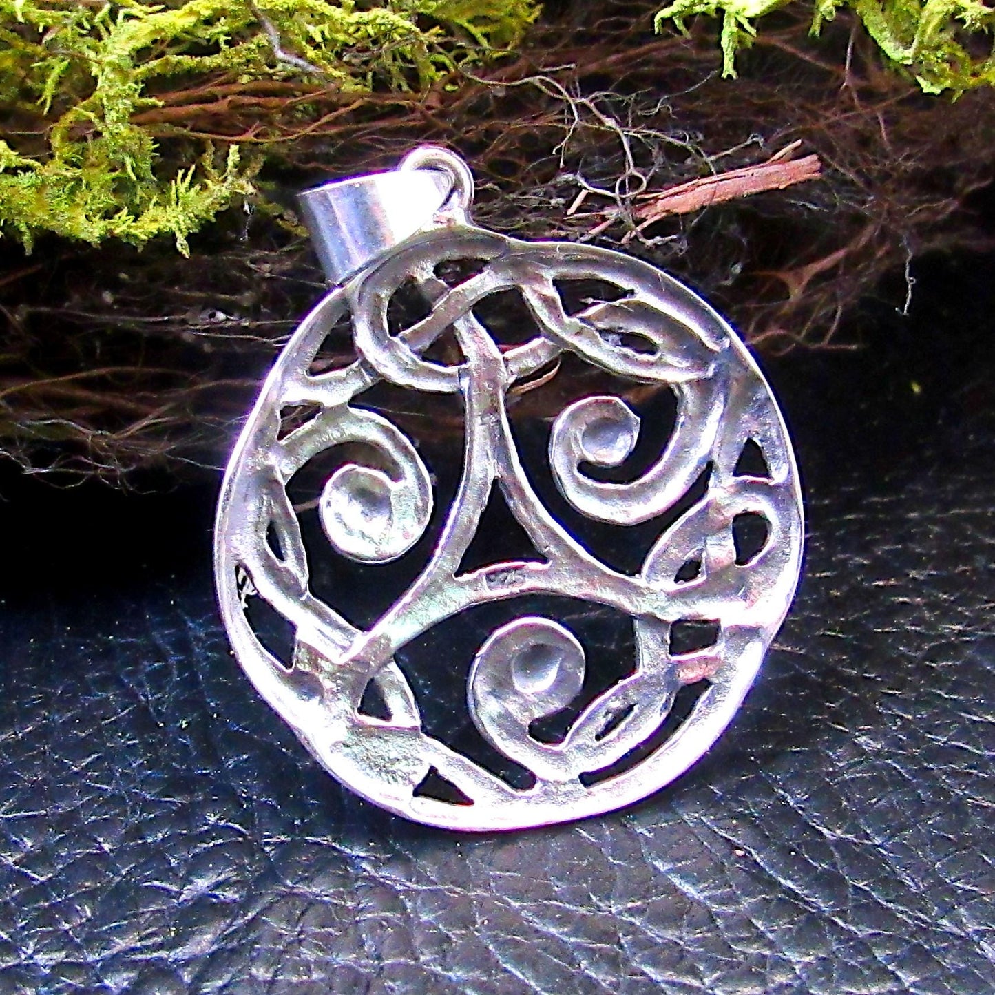 Solid 925 Sterling Silver Celtic Triskelion Pendant, Handcrafted Triskele Triple Spiral Amulet, Knotwork Jewelry