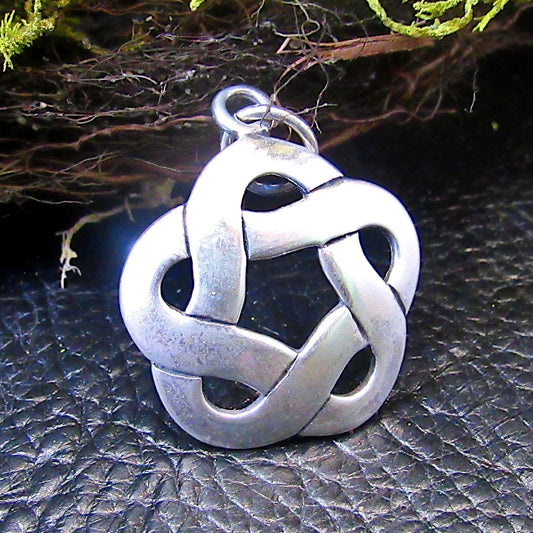 Solid 925 Sterling Silver Celtic Cinquefoil Knot Pendant, Solomon's Seal, Handcrafted Pentafoil Knot Jewelry
