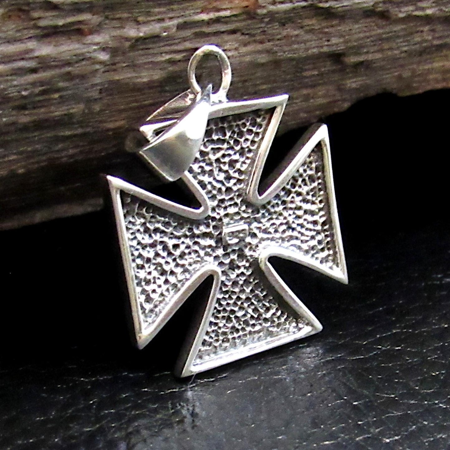 Solid 925 Sterling Silver Iron Cross Pendant
