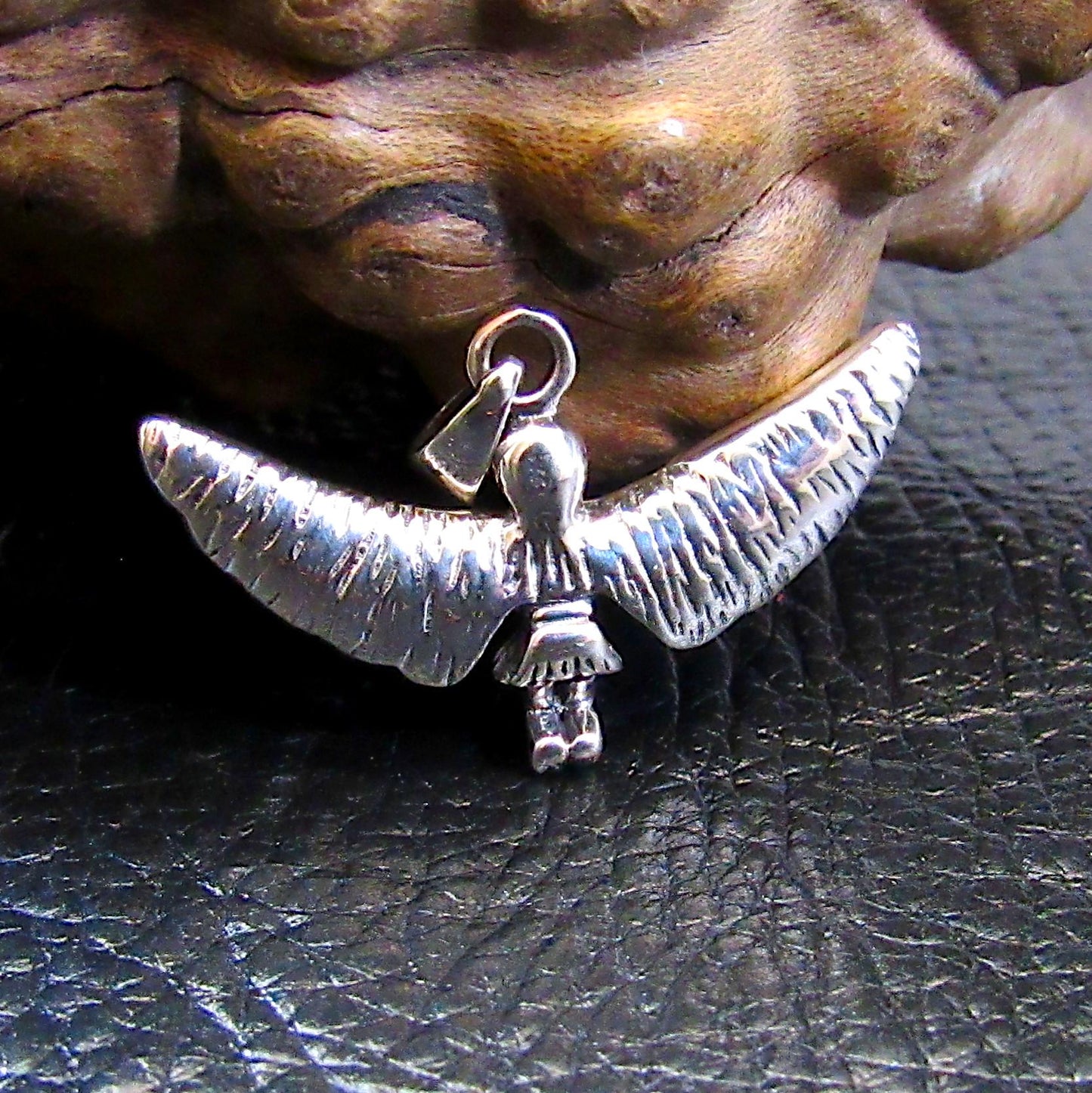 Solid 925 Sterling Silver Bird Shaman Pendant – Tribal Spirit Totem Necklace Charm