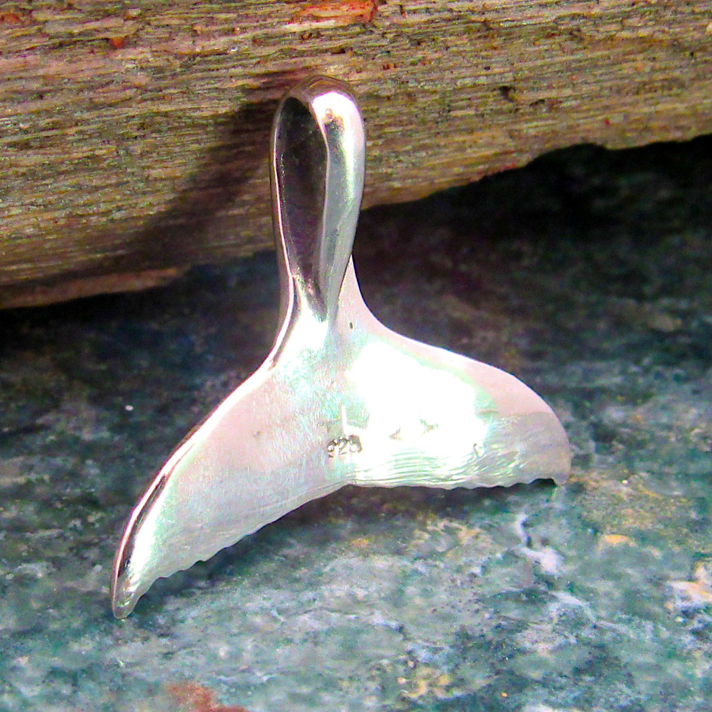 Solid 925 Sterling Silver 3D Whale Tail Slide Pendant - Handcrafted Nautical Jewelry Charm - Unique Design - Ocean & Sea Lover's Gift Idea