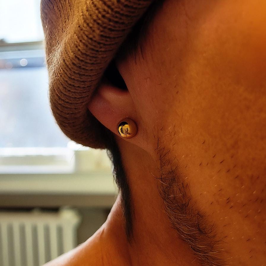 14k Gold Ball Stud Earrings – Simple Round Studs in Small, Medium & Large Sizes – Minimalist Earring Balls for Men / Women