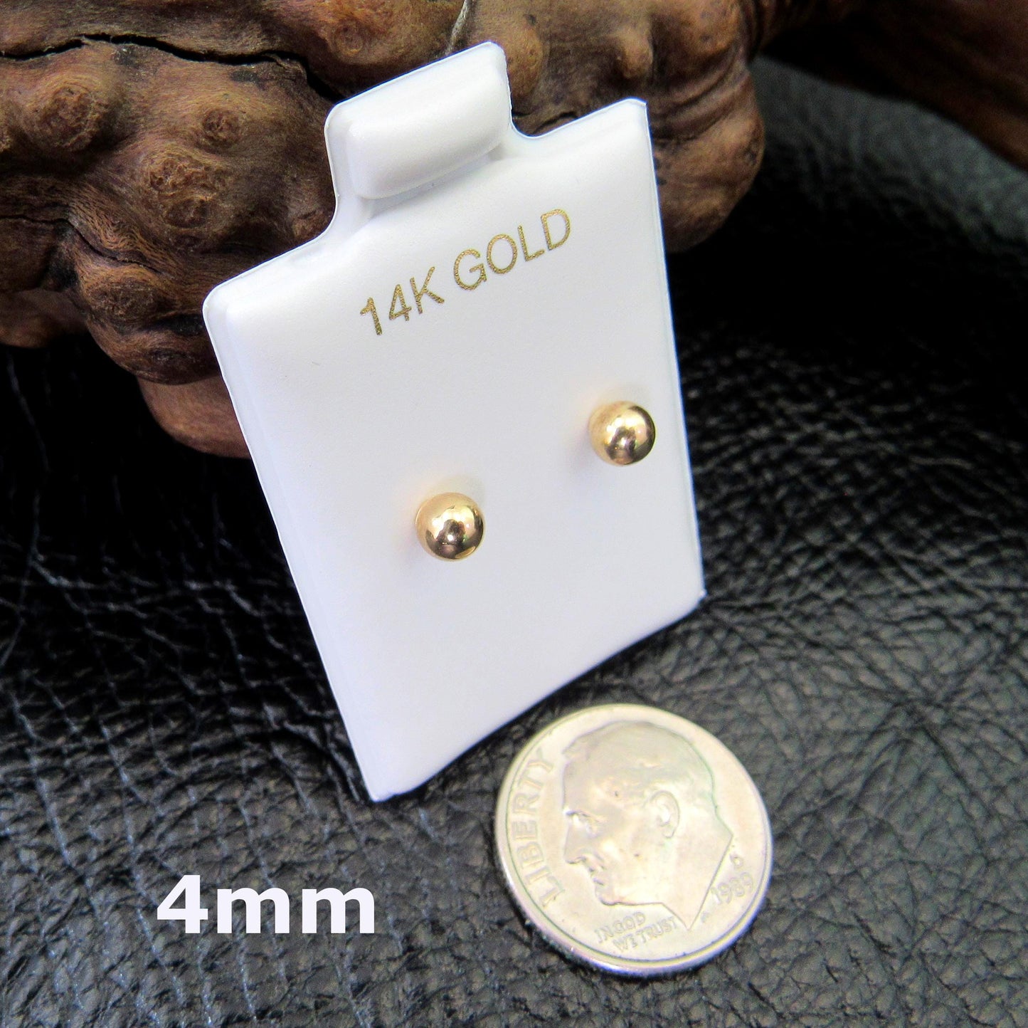 14k Gold Ball Stud Earrings – Simple Round Studs in Small, Medium & Large Sizes – Minimalist Earring Balls for Men / Women