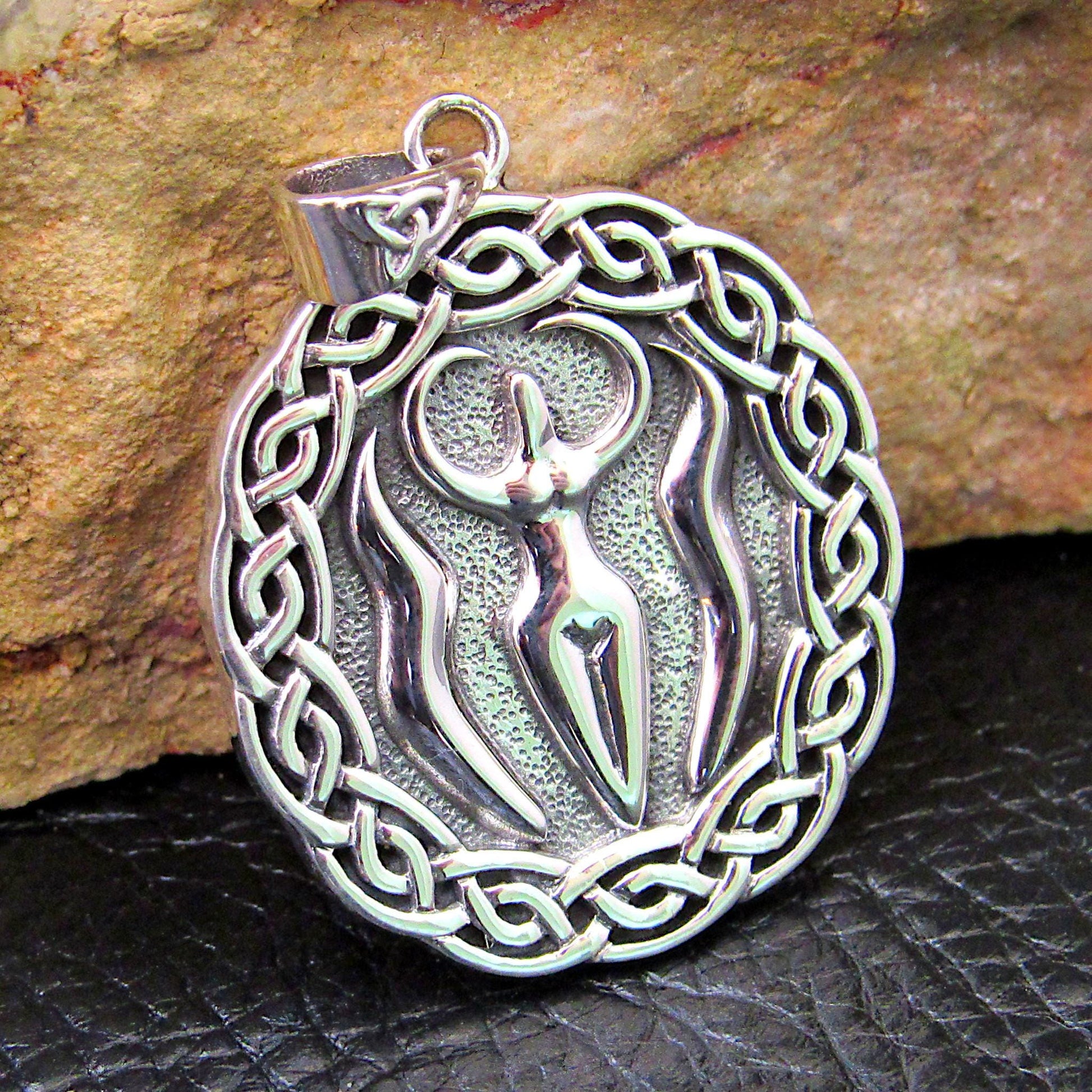 Solid 925 Sterling Silver Nile River Goddess Pendant, Celtic-Style Egyptian Goddess Necklace Amulet
