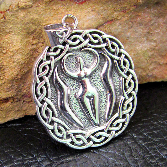 Solid 925 Sterling Silver Nile River Goddess Pendant, Celtic-Style Egyptian Goddess Necklace Amulet