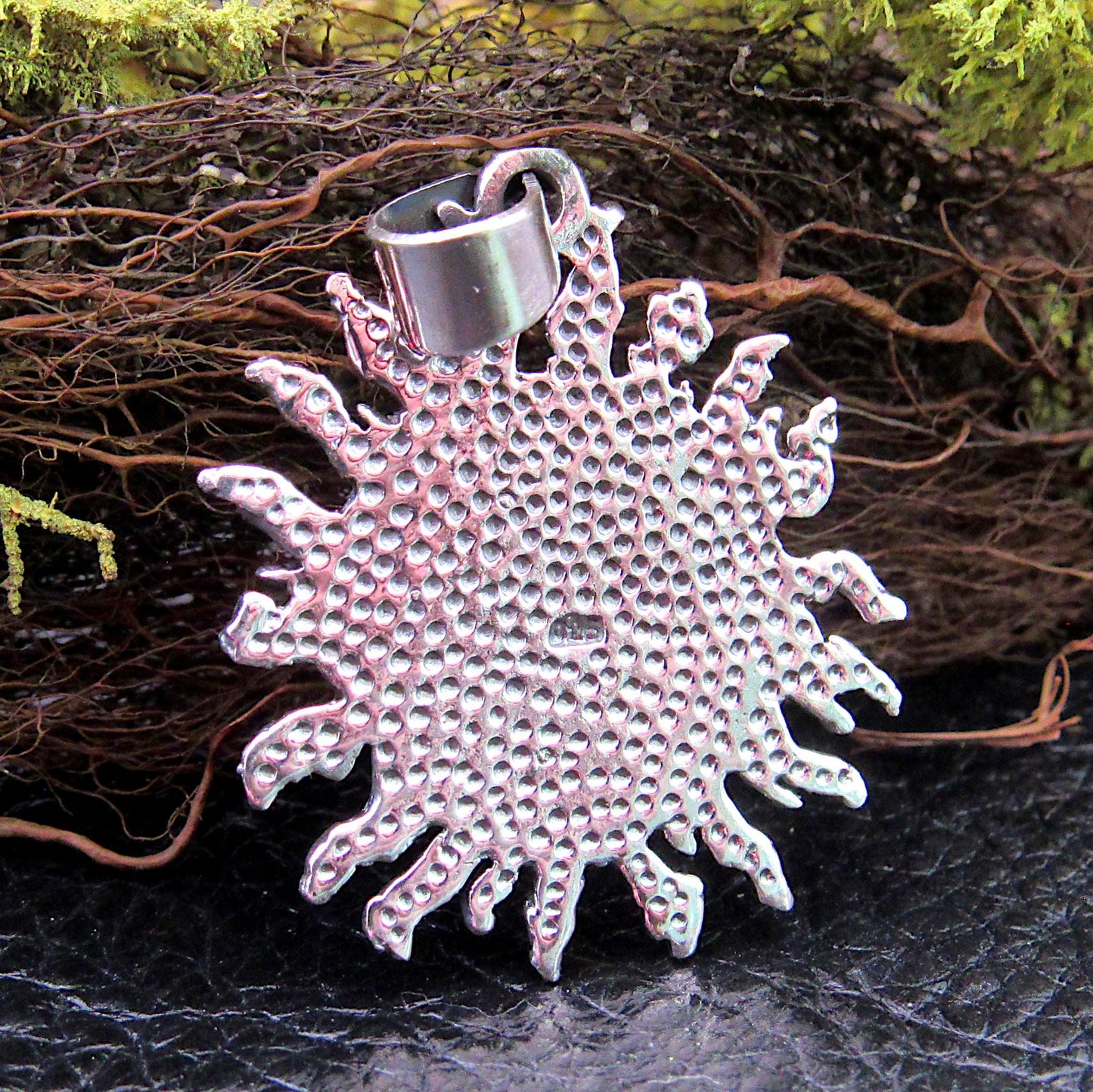 Solid 925 Sterling Silver Celtic Quaternary Knot on Sun Pendant with Solar Rays, Men's Gaelic Jewelry, Men's Silver Amulet for Men