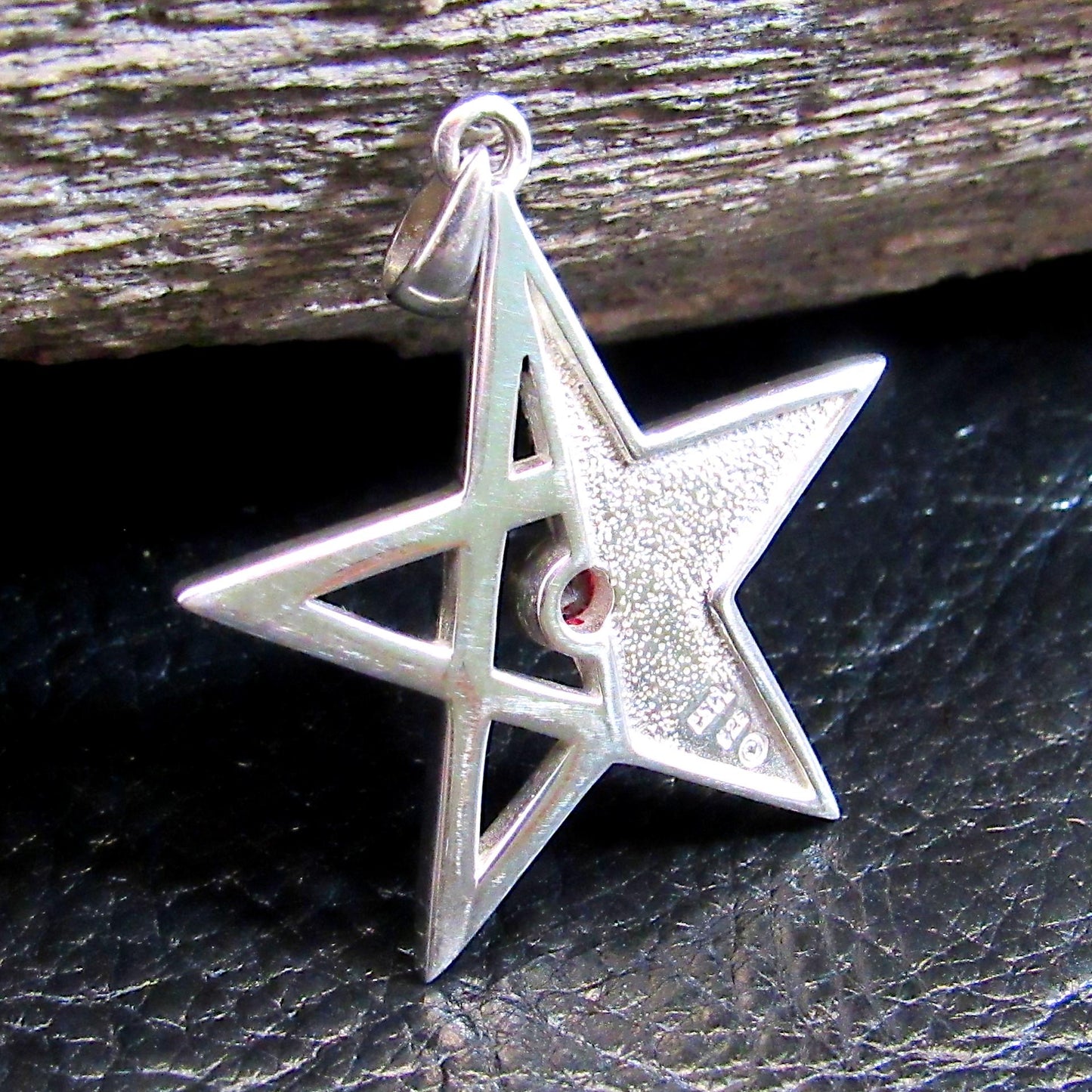 Solid 925 Sterling Silver Steampunk Pentagram Necklace Pendant with 14K Gold Accents