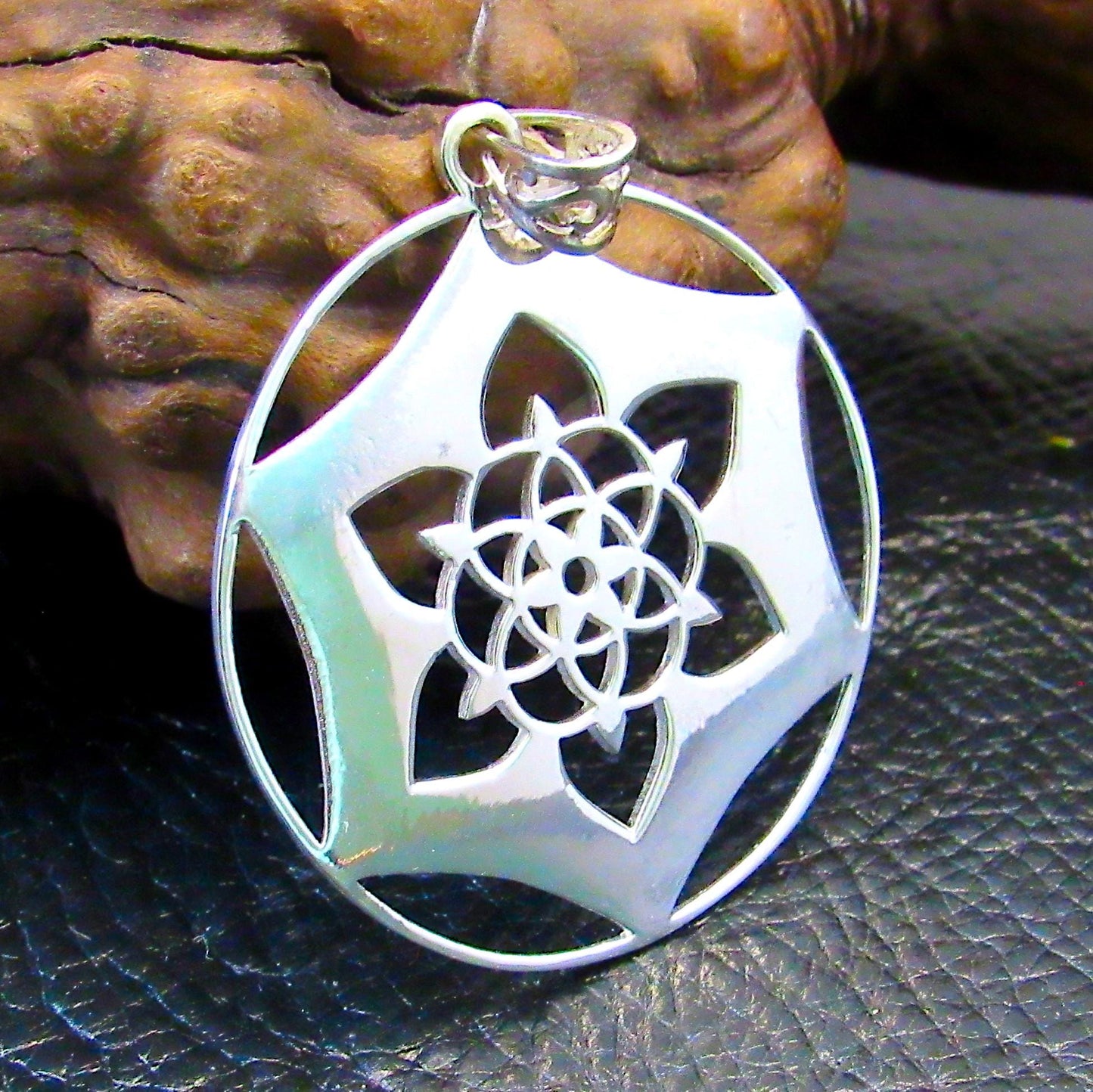 Solid 925 Sterling Silver Seed of Life Pendant, Sacred Geometry Celtic Jewelry Amulet