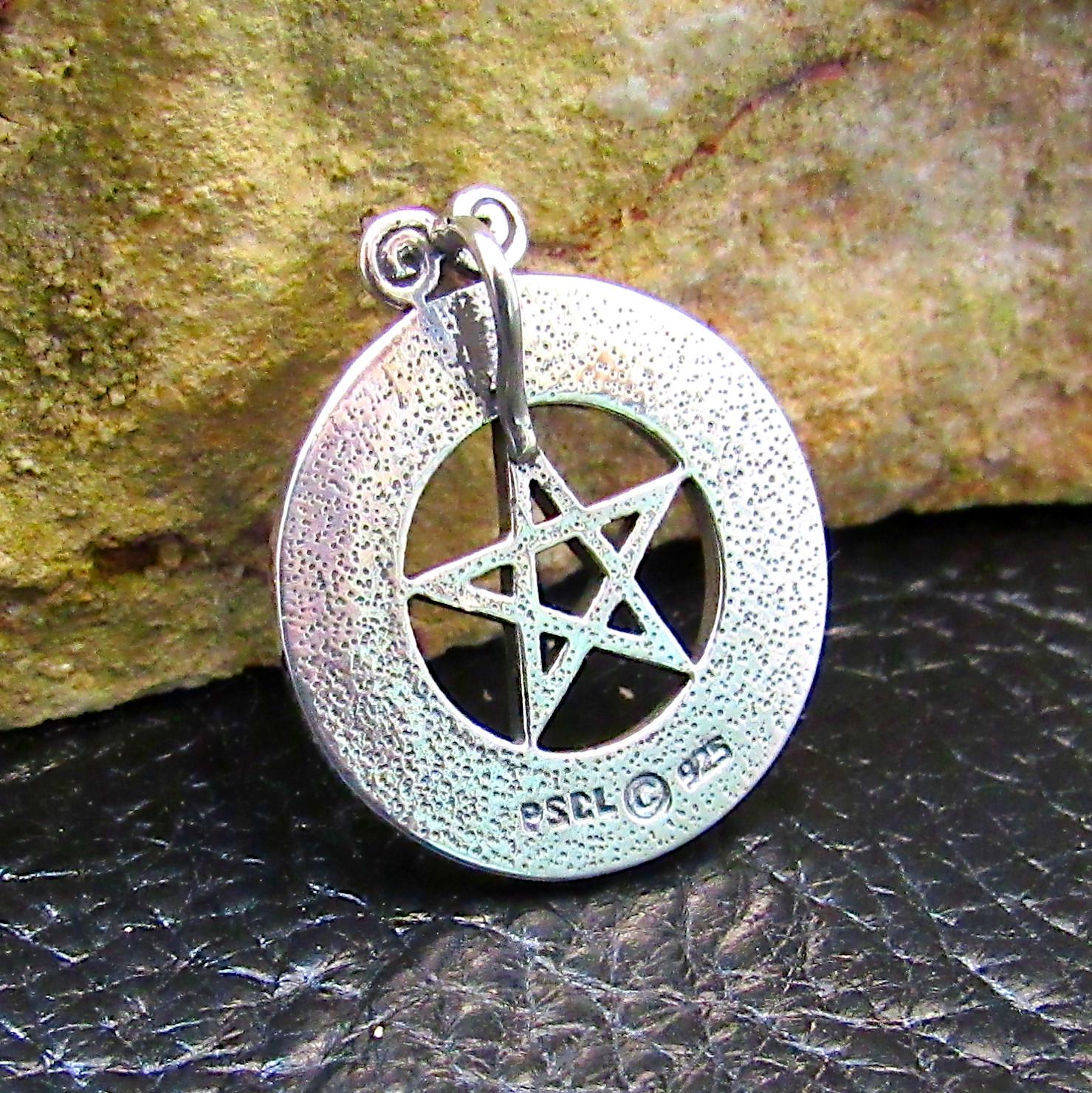 Solid 925 Sterling Silver Pentacle Slide Pendant with Celtic Knotwork, Pagan Jewelry, Pentagram Amulet