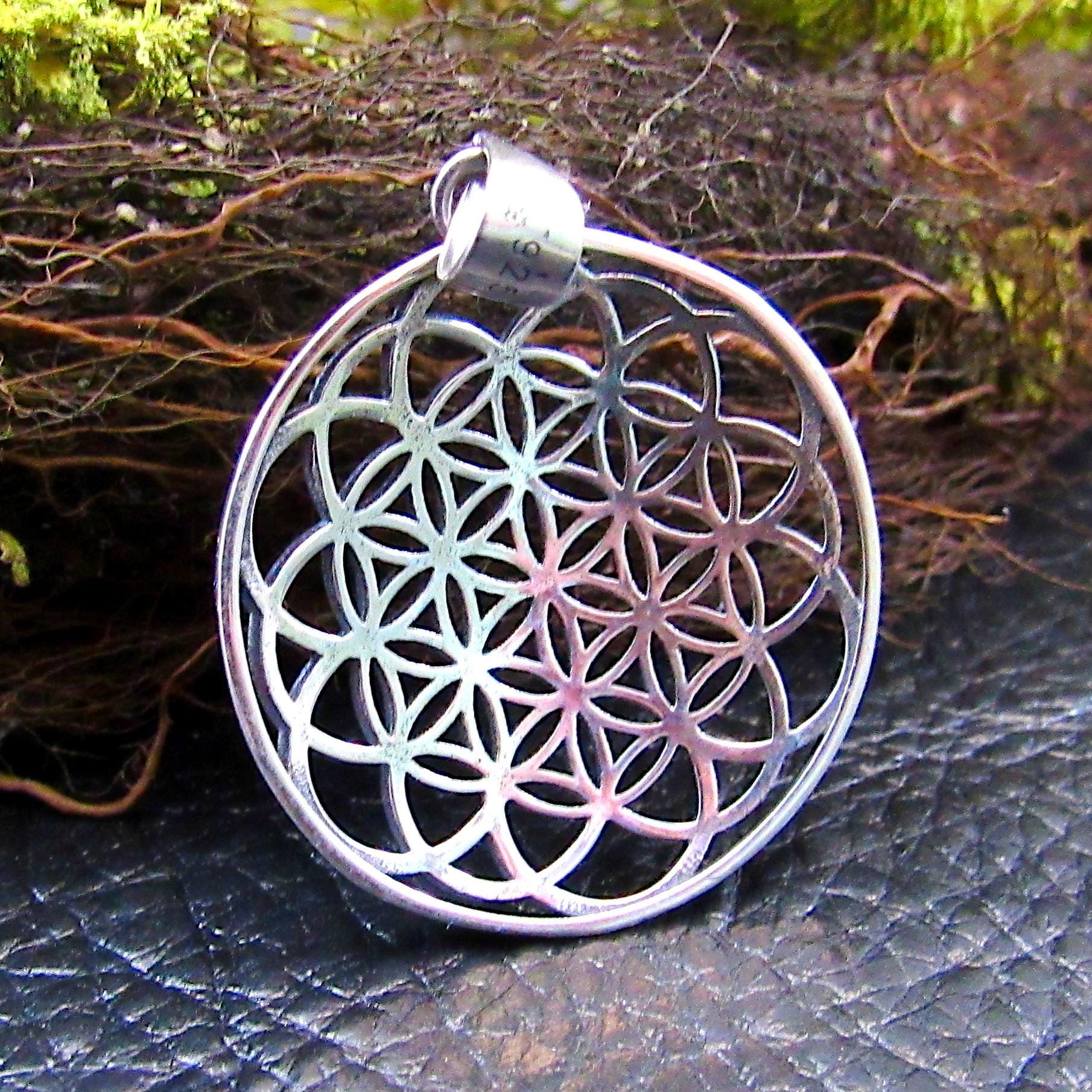 Solid Sterling Silver Flower of Life Pendant – Sacred Geometry Necklace, Boho Spiritual Jewelry, Handcrafted Silver Charm