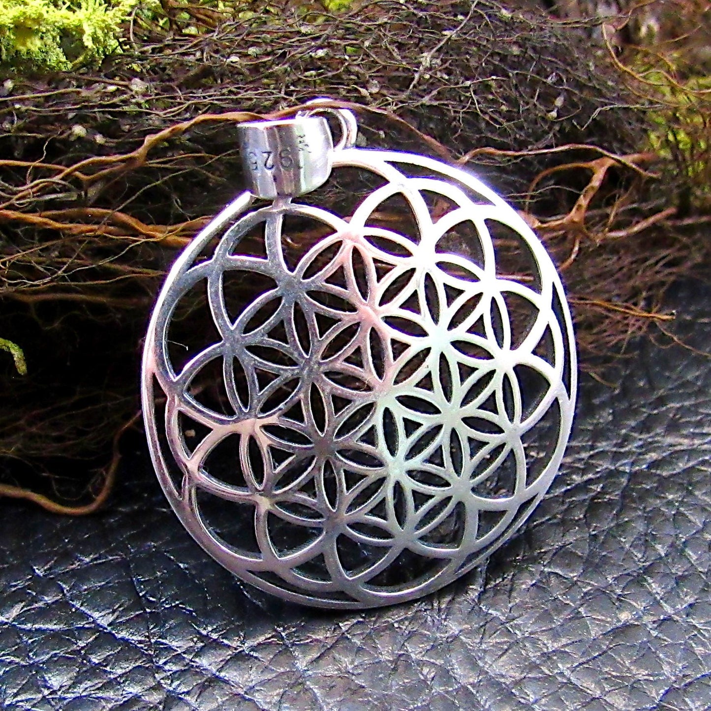 Solid Sterling Silver Flower of Life Pendant – Sacred Geometry Necklace, Boho Spiritual Jewelry, Handcrafted Silver Charm