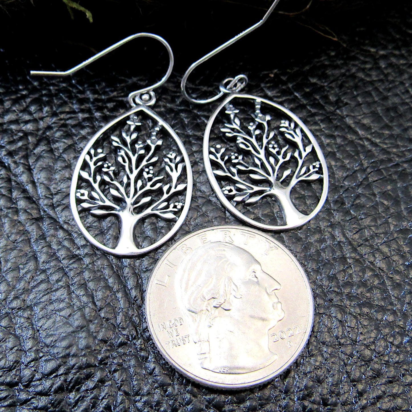Solid 925 Sterling Silver Tree of Life Earrings, Drop Dangle Hooks, Celtic Yggdrasil Jewelry
