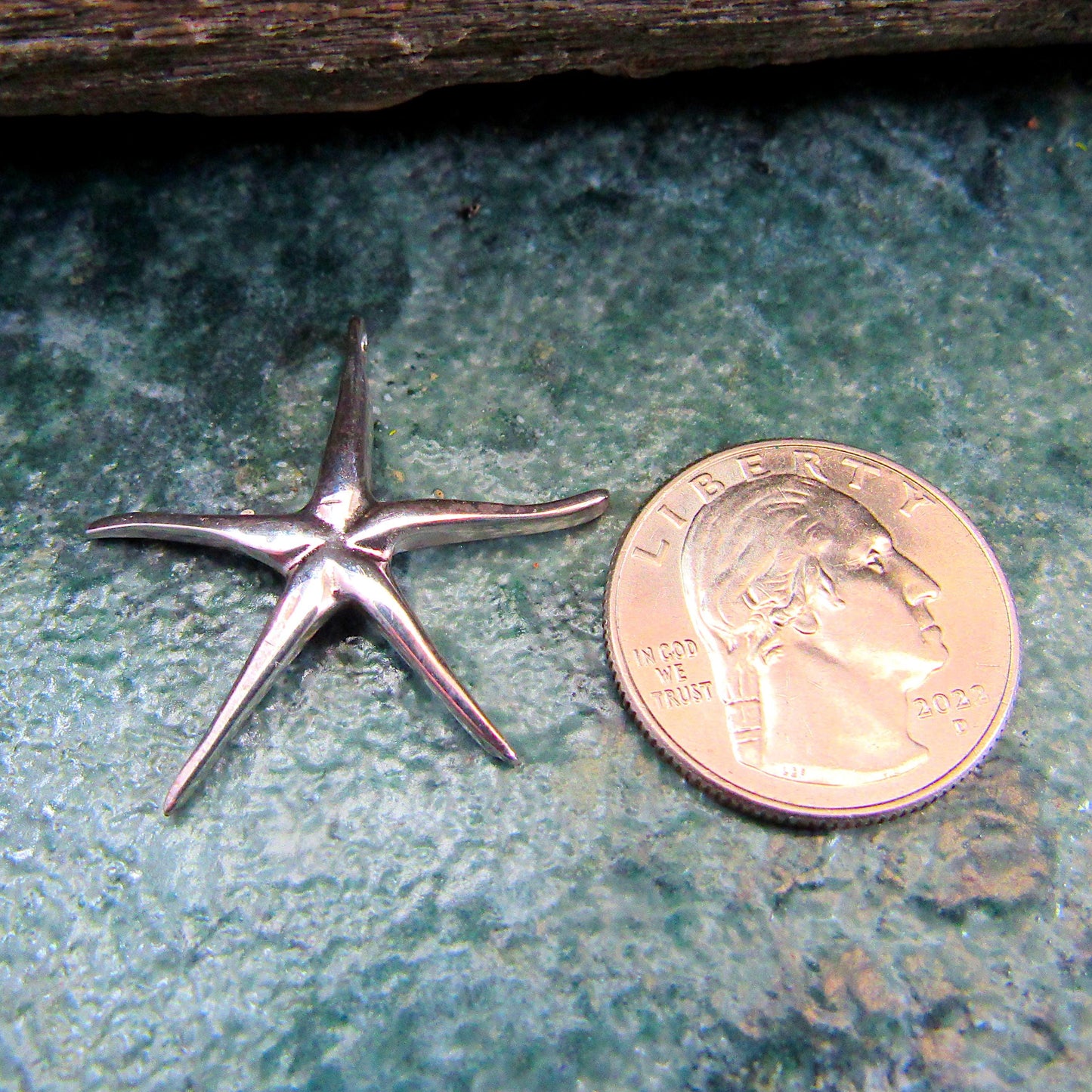 Solid 925 Sterling Silver Starfish Slide Pendant – Ocean-Inspired Jewelry, Beach Lover Gift, Marine Life & Coastal Silver Necklace Charm