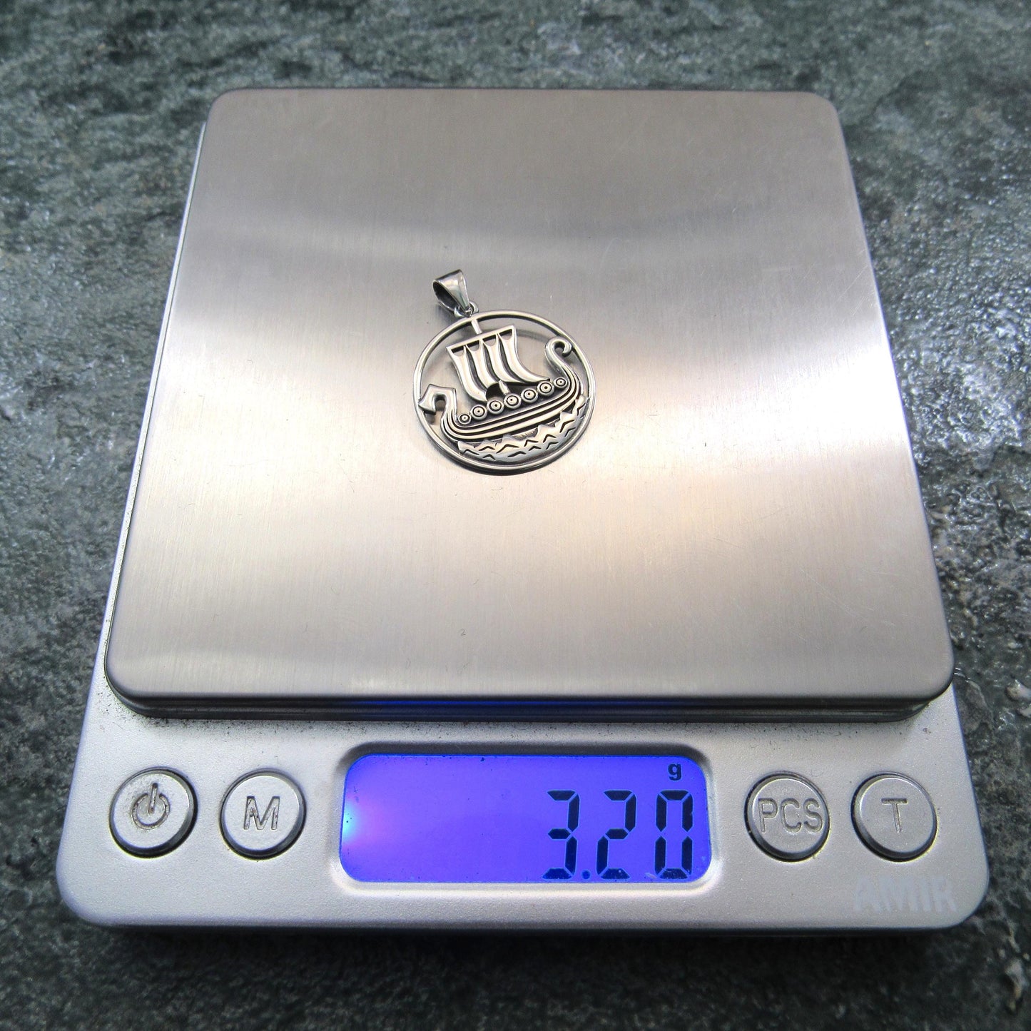 Solid 925 Sterling Silver Viking Ship Pendant, Norse Sailboat Amulet, Nordic Warrior Jewelry